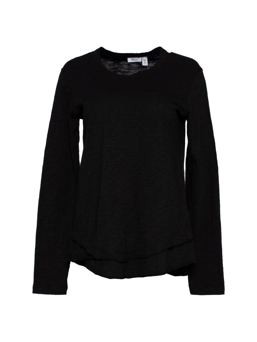 Wilt Women's Long Sleeve Mock Layer Tee In Black