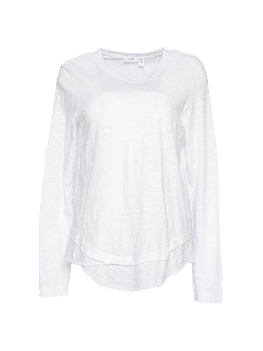 Wilt Women's Long Sleeve Mock Layer Tee In White