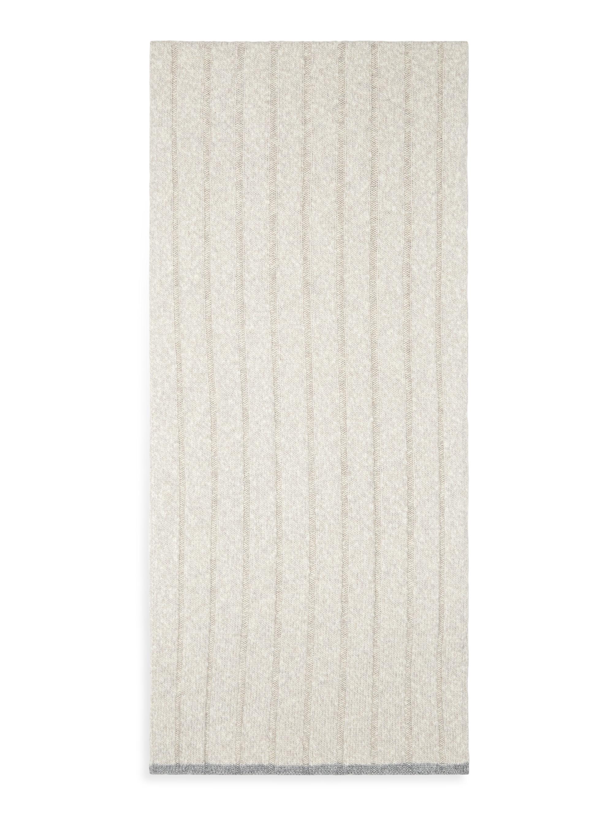 Brunello Cucinelli Men's Soft Virgin Wool and Cashmere Rib Knit Scarf - Beige