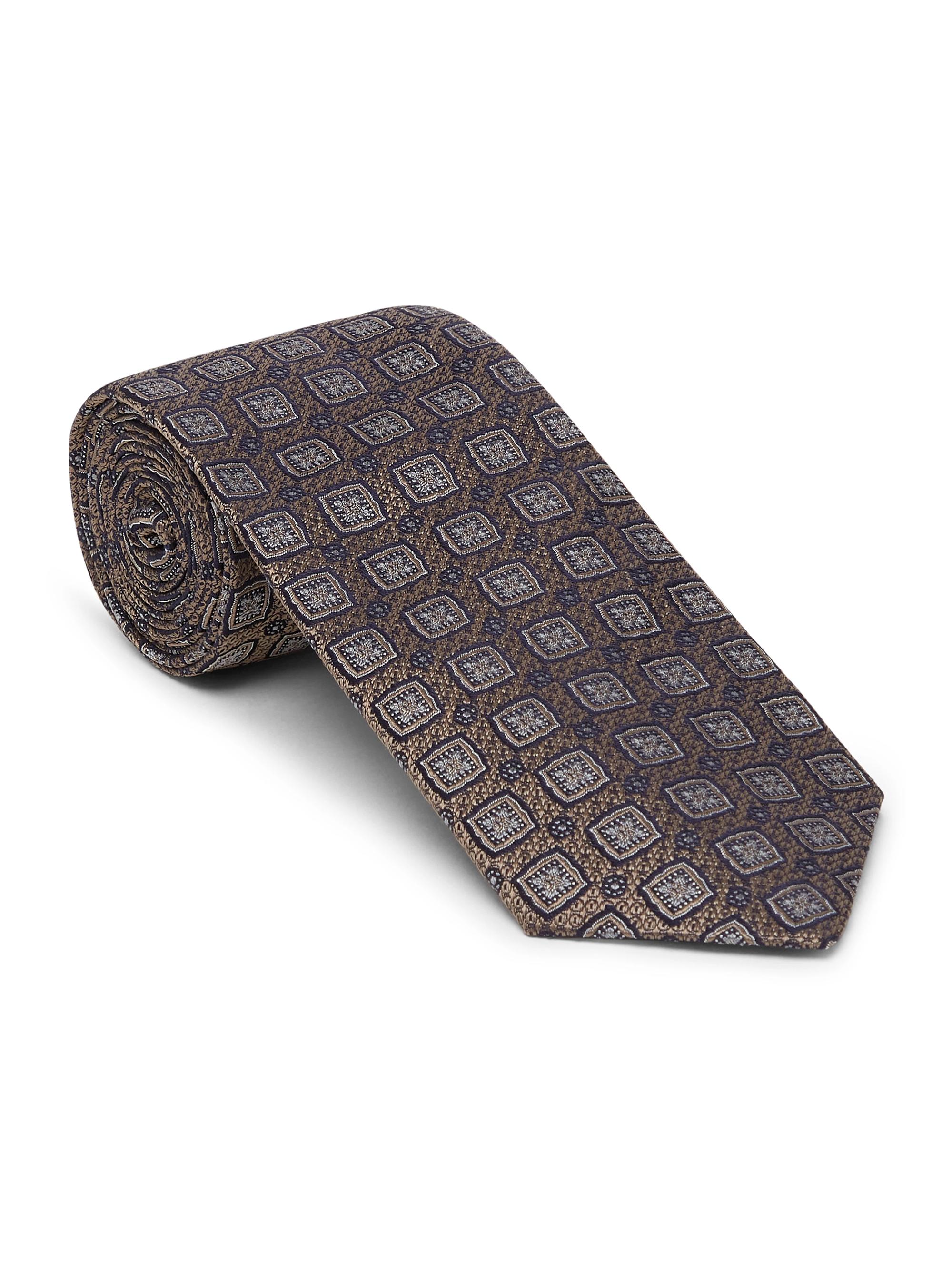 Brunello Cucinelli Men's Silk Geometric Jacquard Tie - Light Brown
