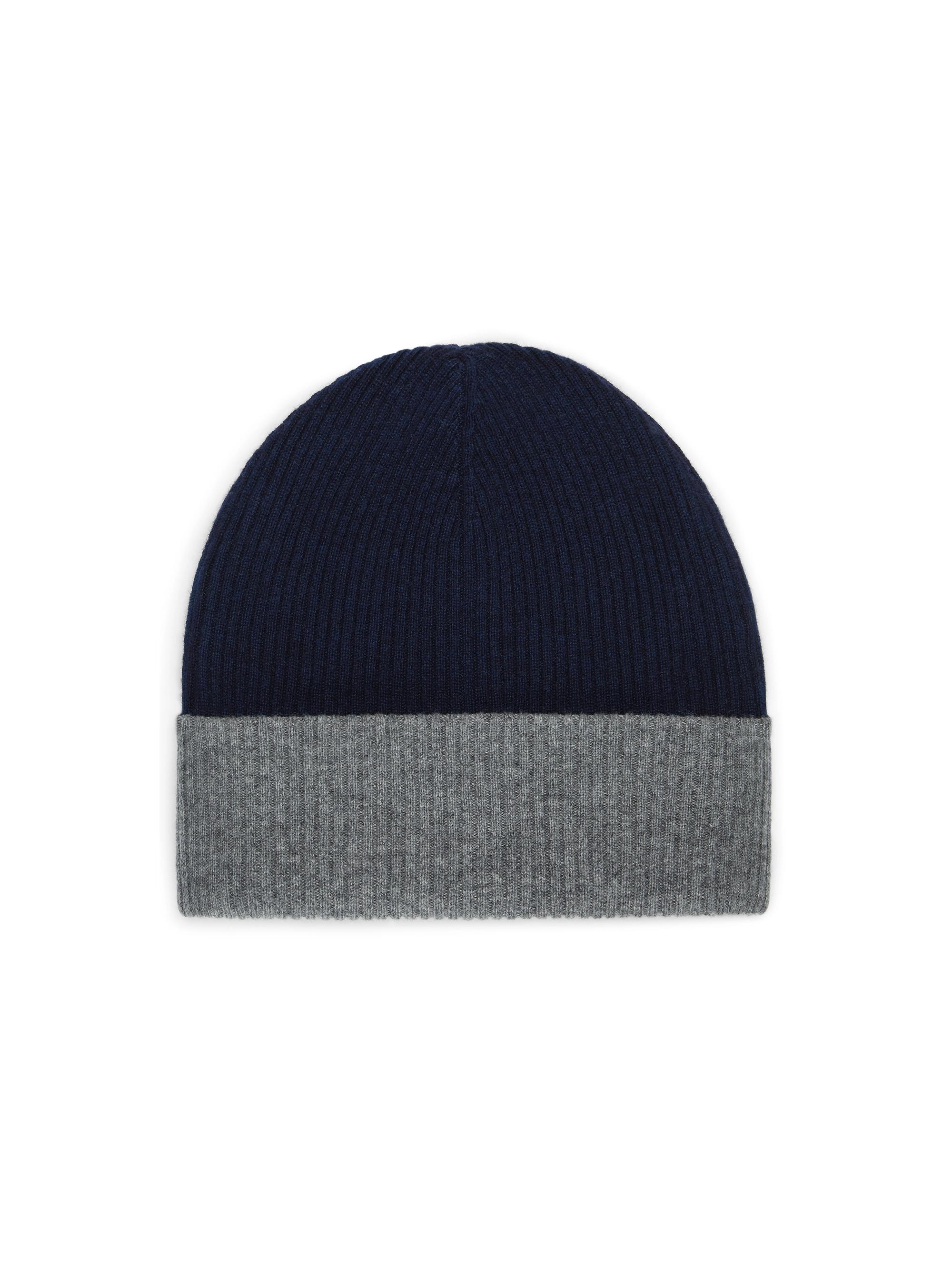 Brunello Cucinelli Men's Cashmere Double Knit Ribbed Beanie - Navy Blue