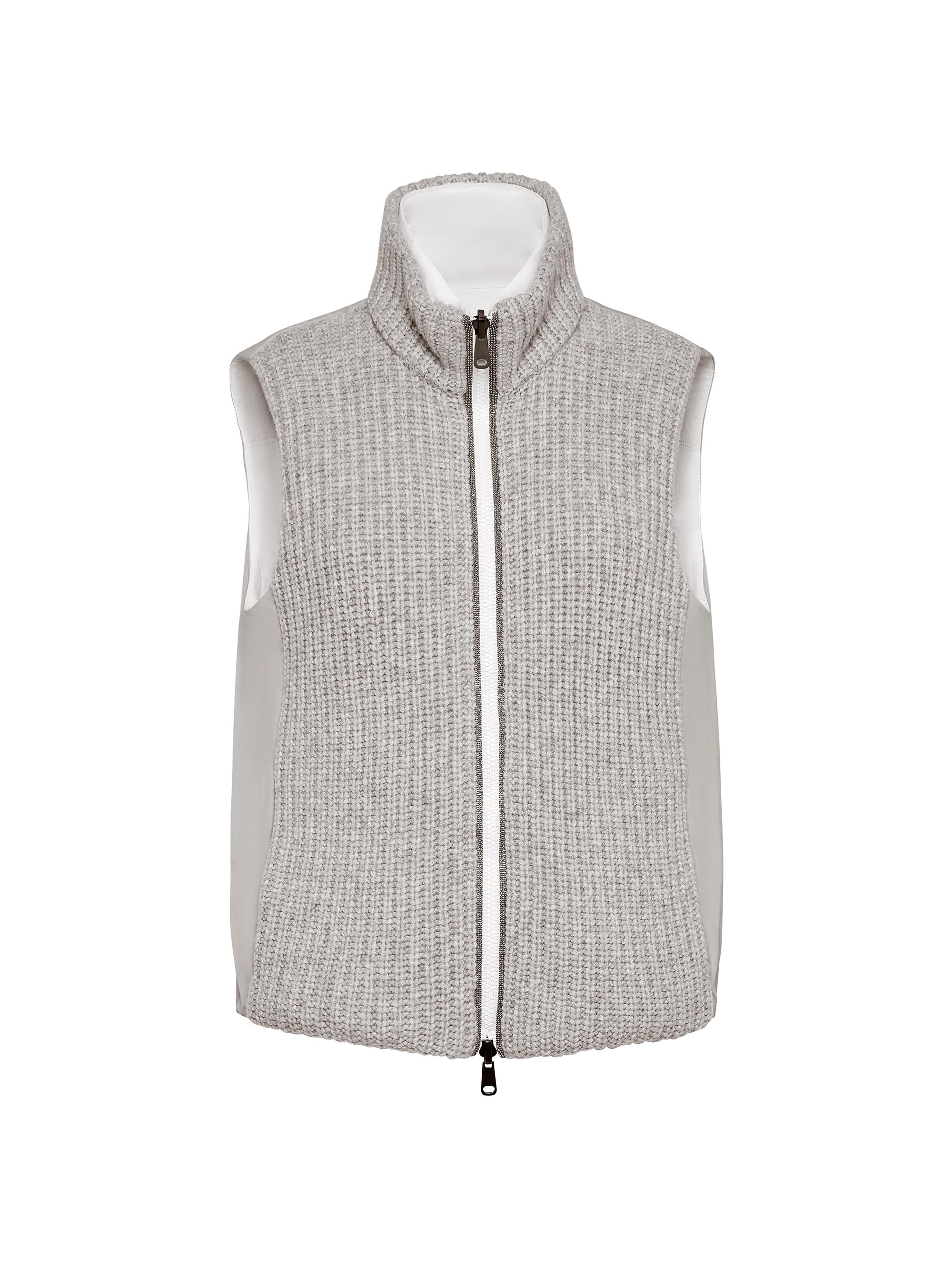 Brunello Cucinelli Women's Cashmere Feather Yarn Reversible Down Vest - Light Grey