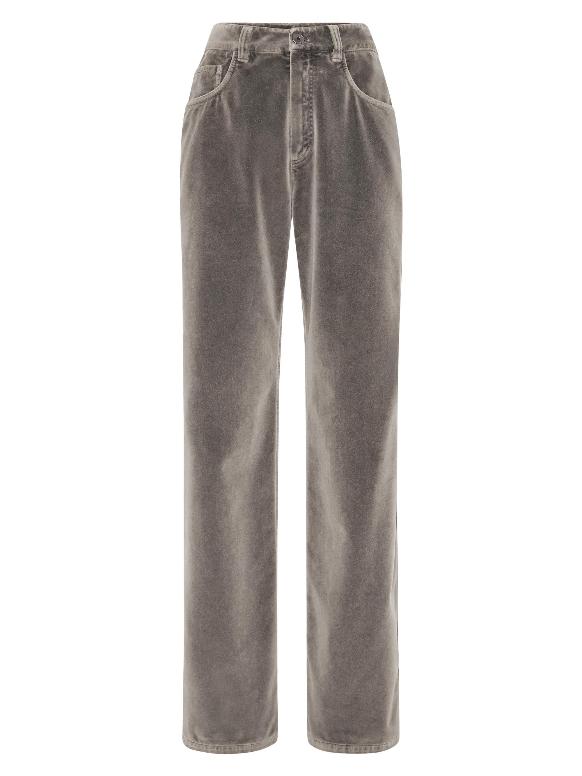 Brunello Cucinelli Women's Garment Dyed Cotton Velvet Loose Trousers - Cool Beige
