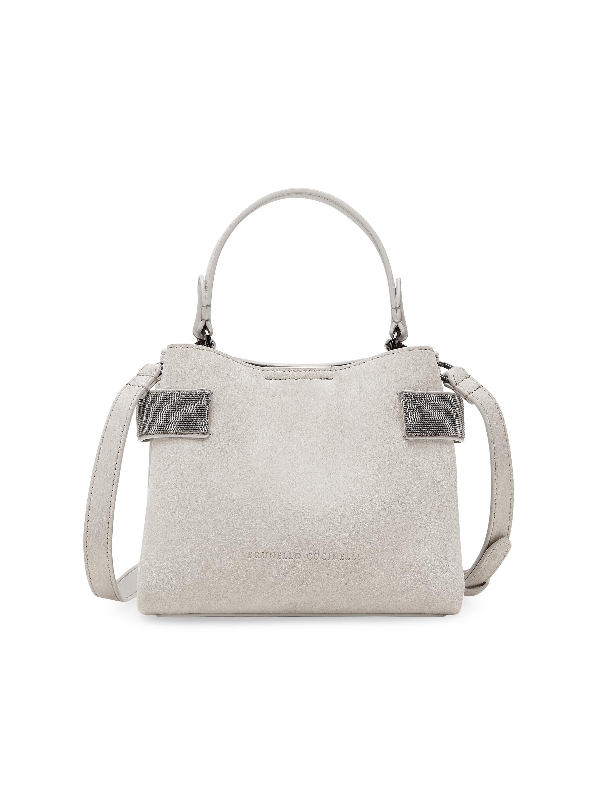 Brunello Cucinelli Women's Suede Top Handle Bag with Precious Bands -