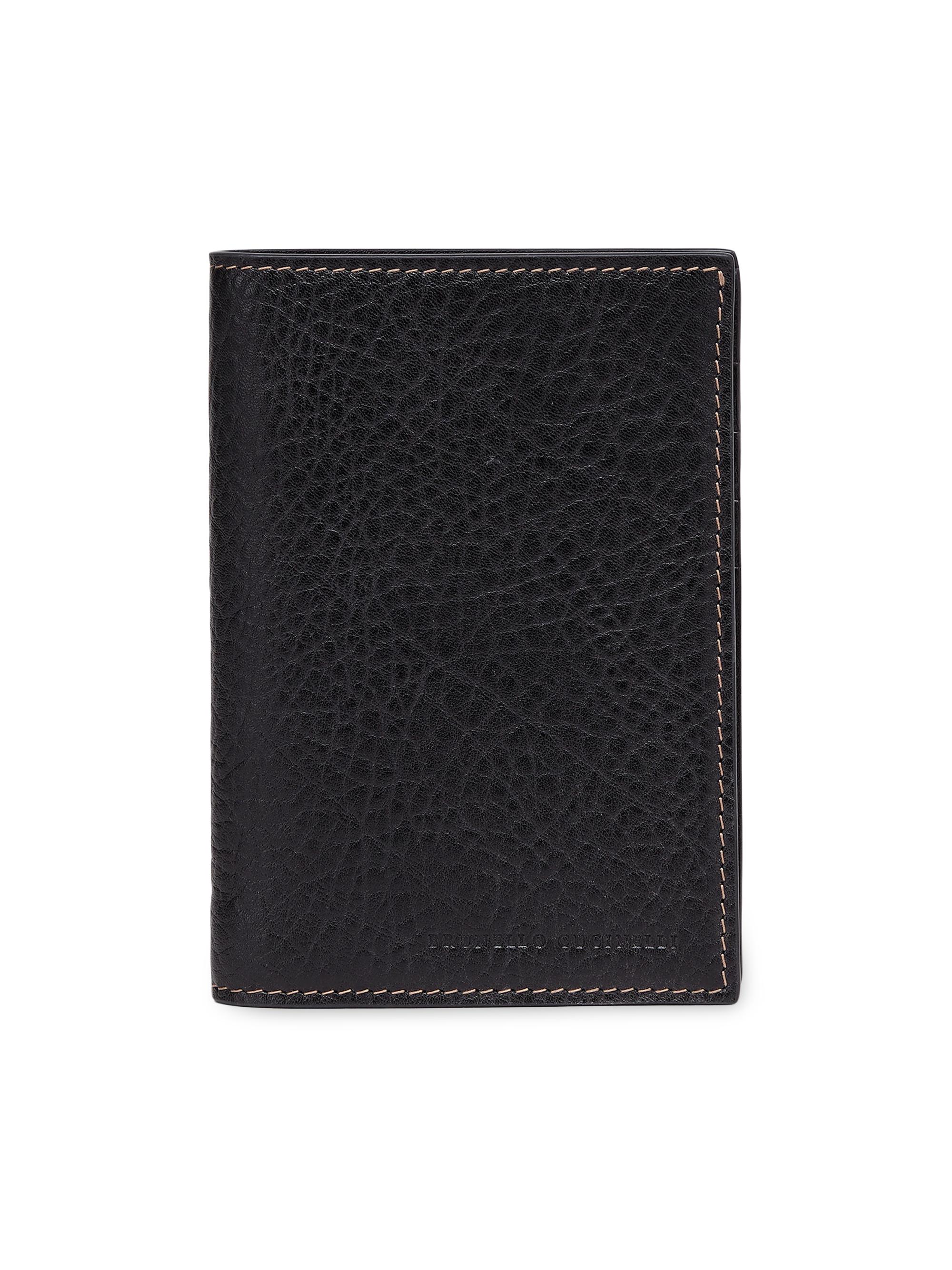 Brunello Cucinelli Men's Grained Calfskin Passport Holder - Black