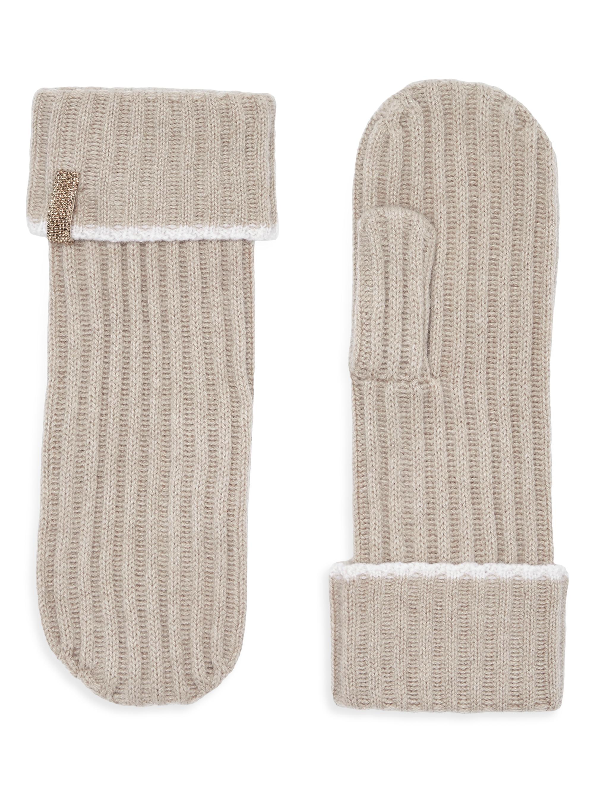 Brunello Cucinelli Women's Cashmere Rib Knit Mittens - Hazelnut