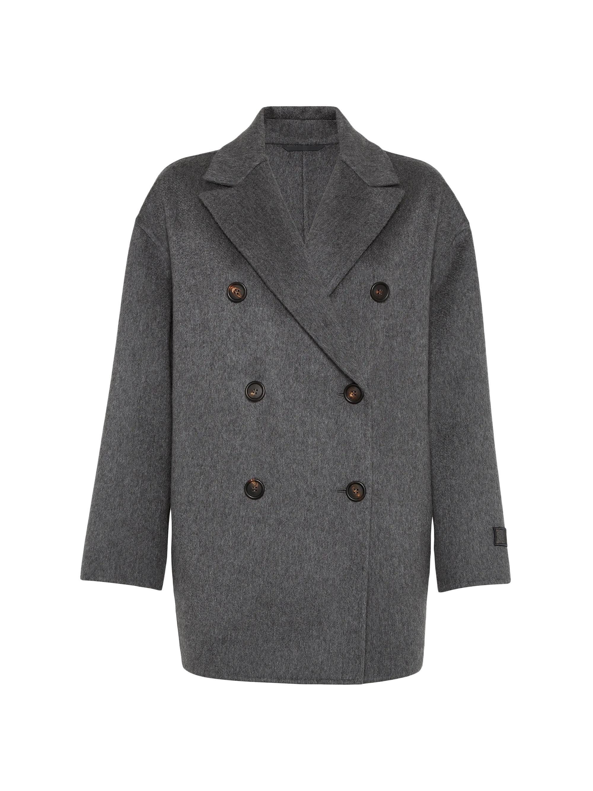 Brunello Cucinelli Women's Hand Crafted Cashmere Double Beaver Pea Coat - Lead