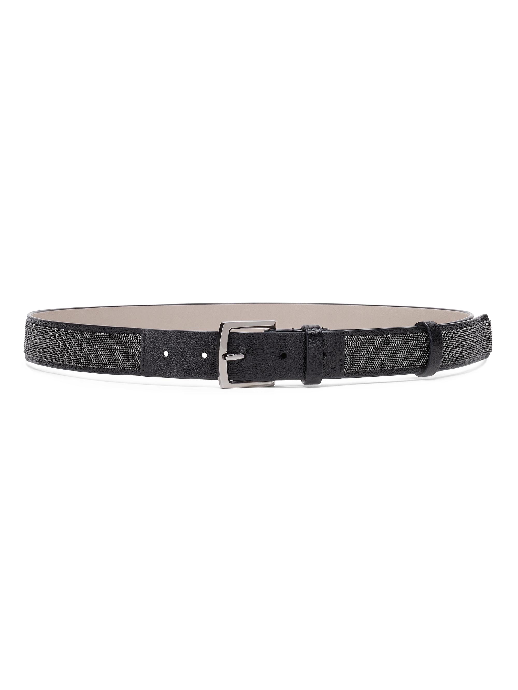 Brunello Cucinelli Women's Precious Belt in Grained Leather - Black