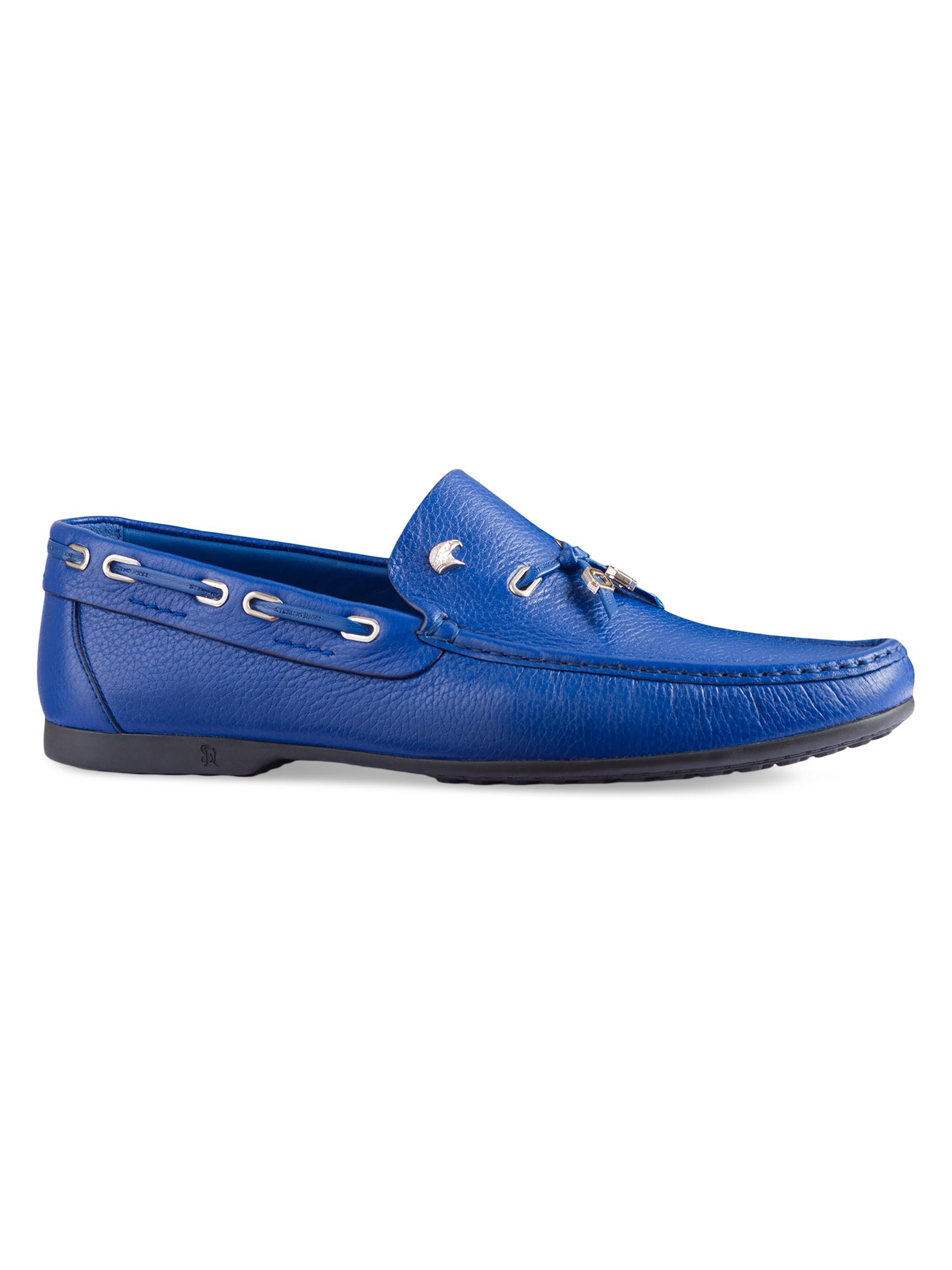 Stefano Ricci Men's Calfskin Leather Loafers - Azzurro Poseidon