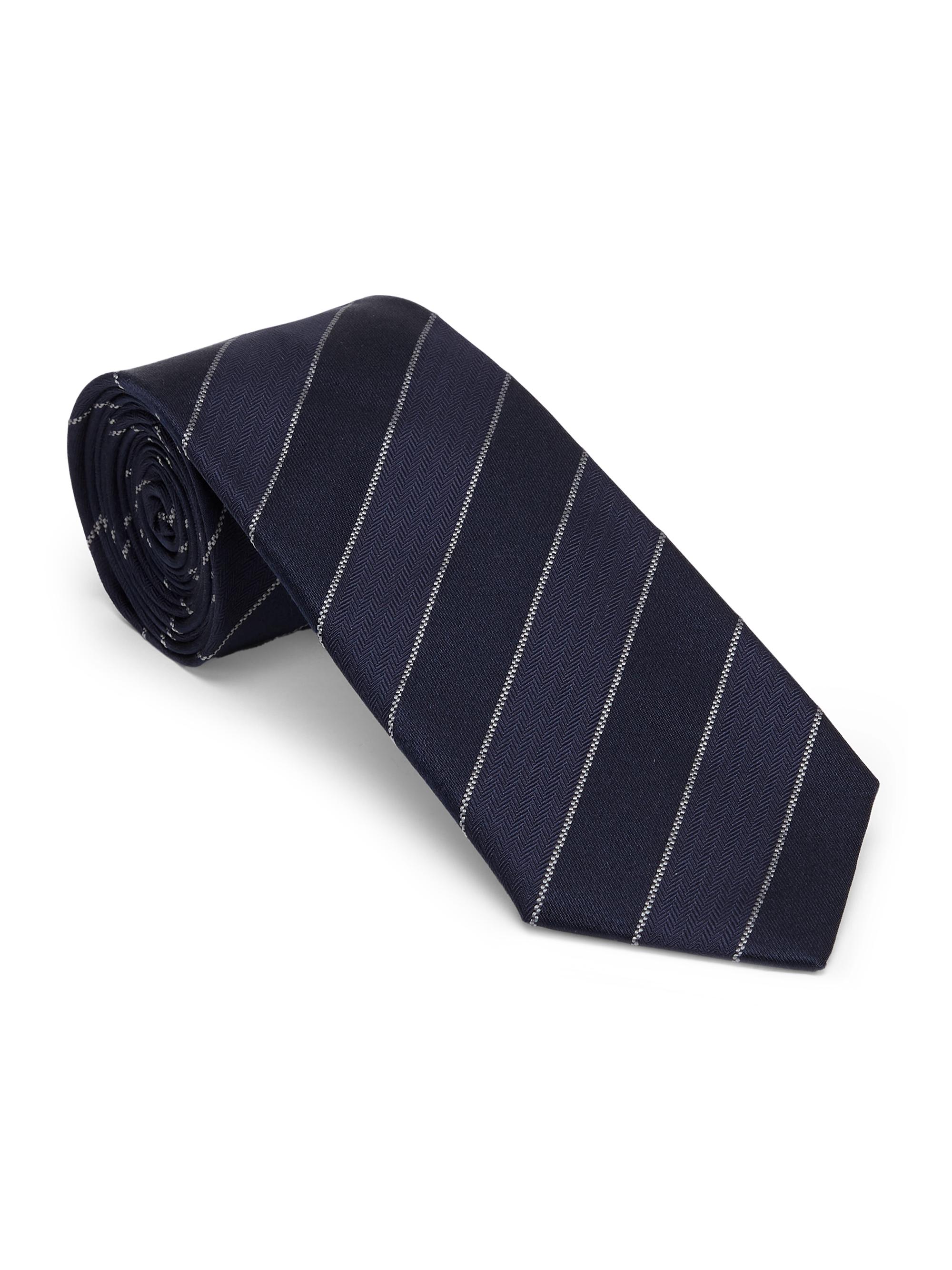 Brunello Cucinelli Men's Striped Silk Chevron Tie - Navy Blue