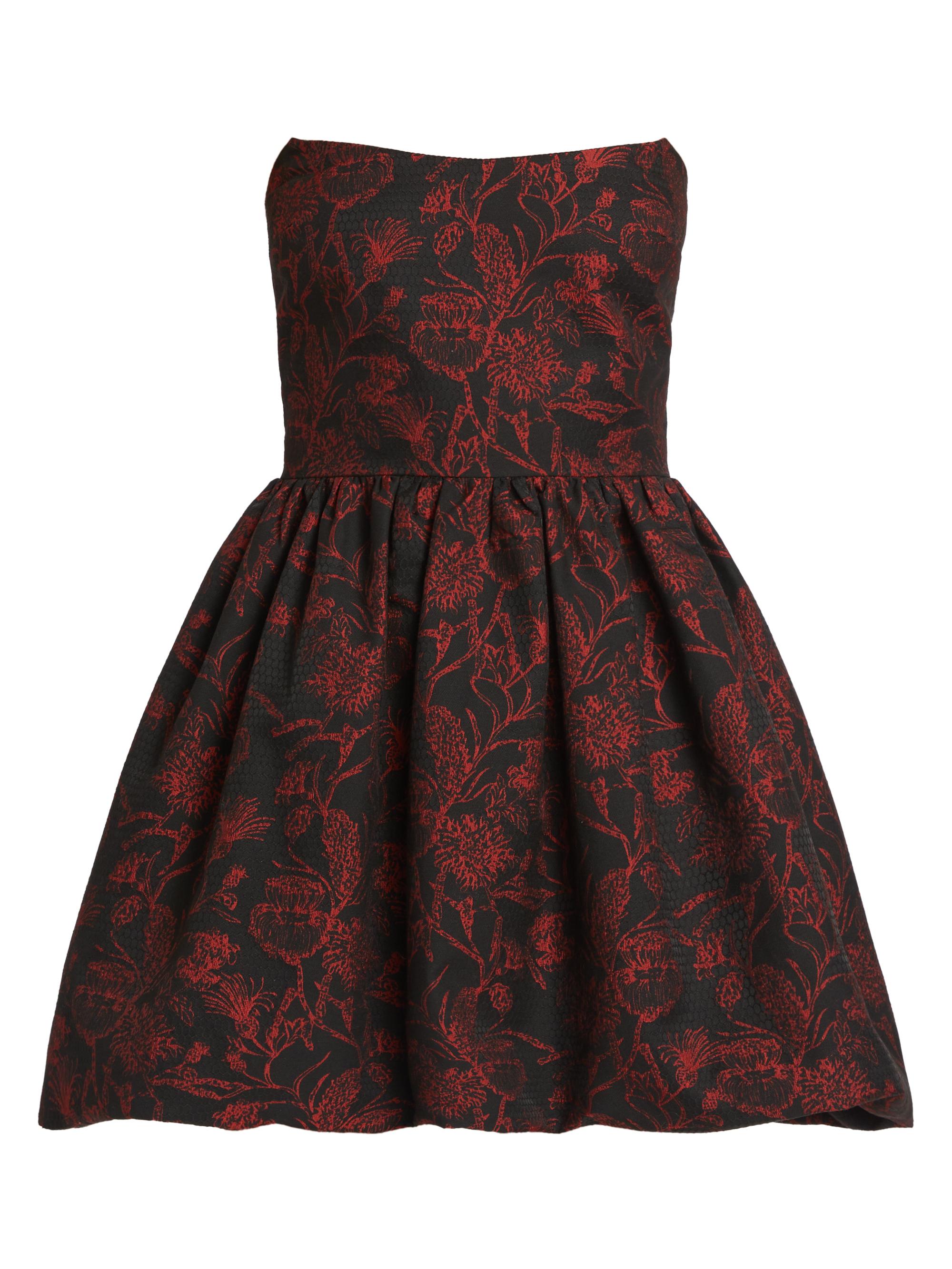 Amanda Uprichard Women's Addison Floral Bubble-Hem Minidress - Red Black