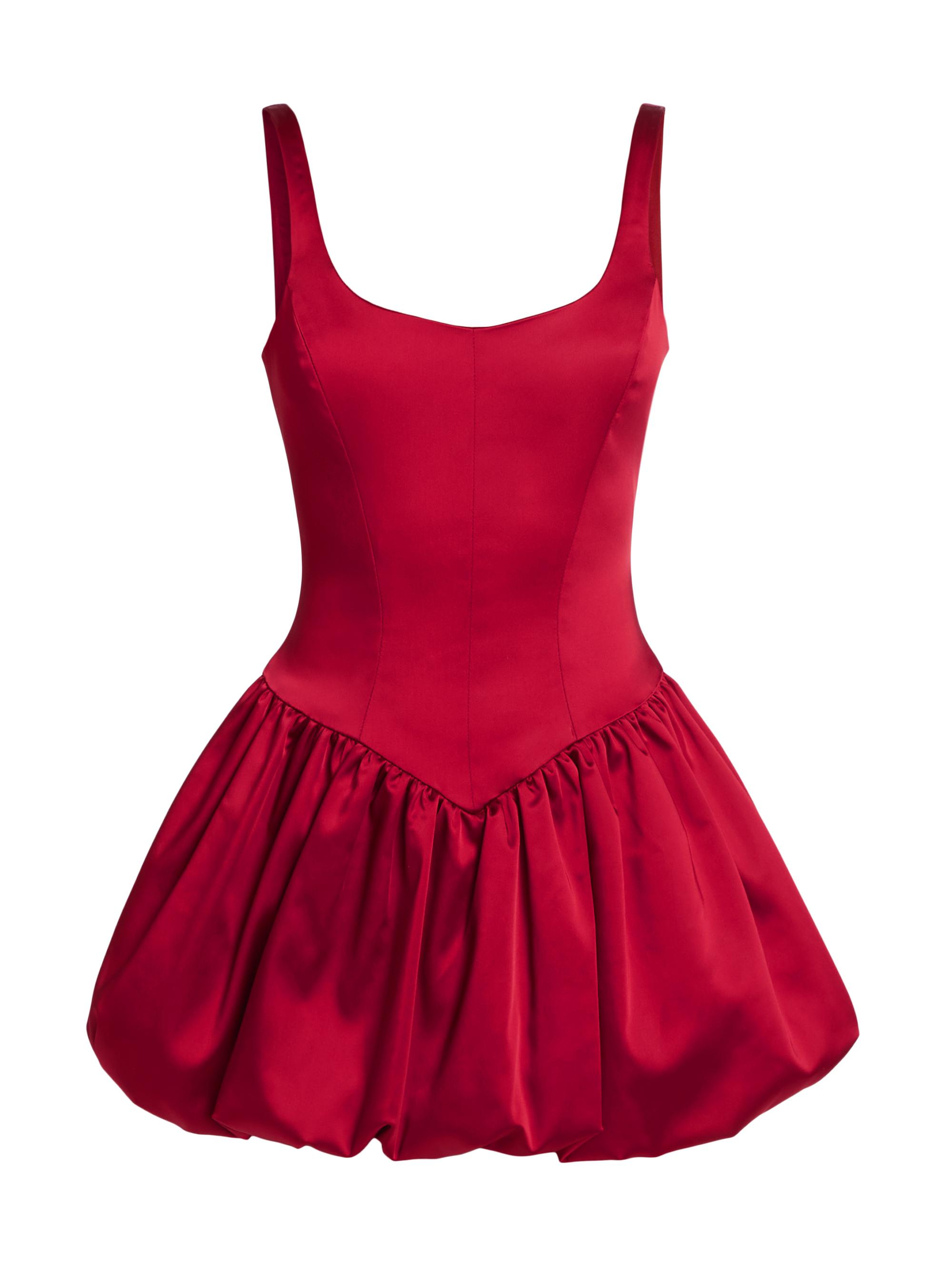 Amanda Uprichard Women's Bettina Bubble-Hem Skort Romper - Ruby