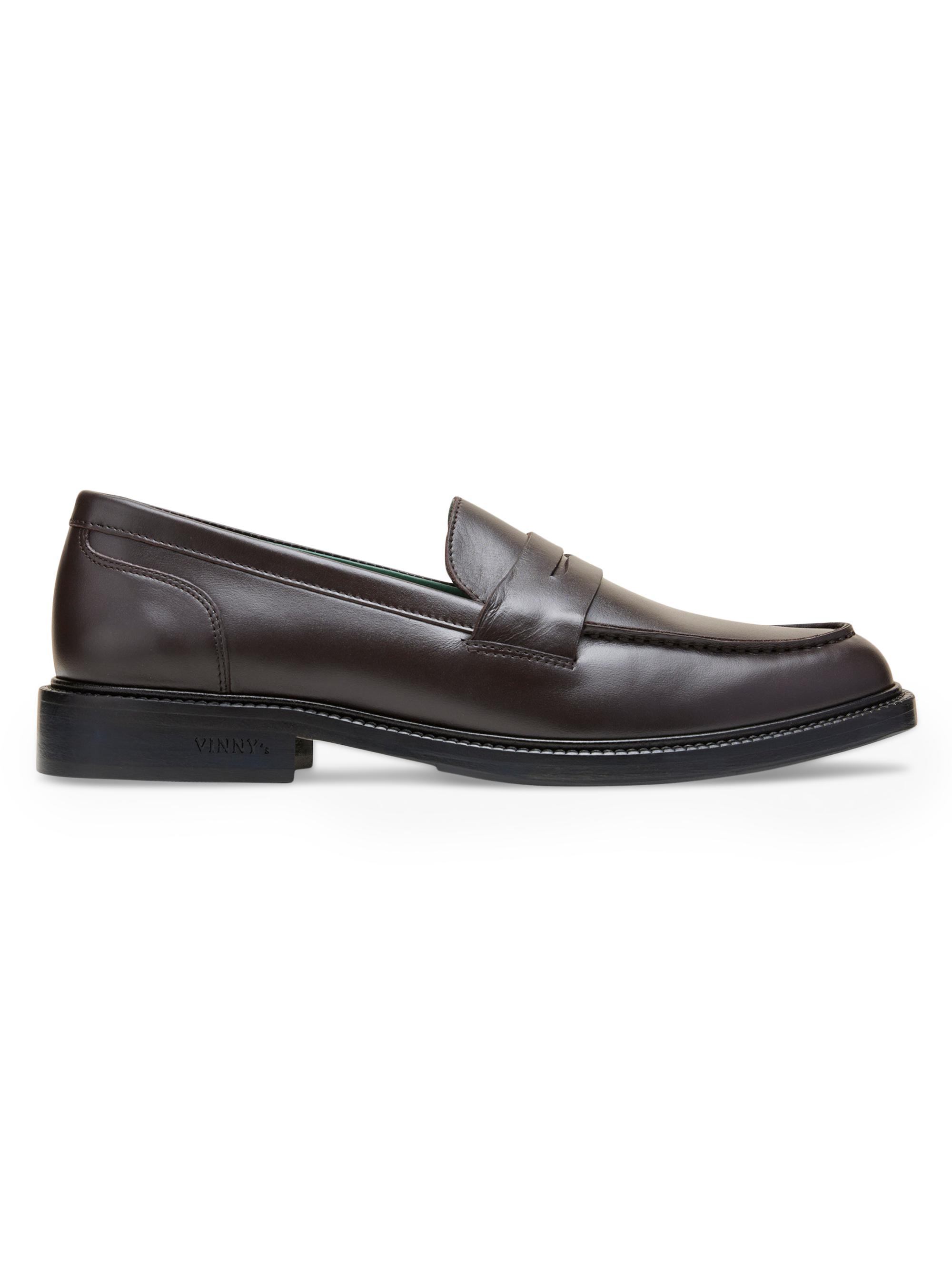 Vinny's Men's Townee Leather Penny Loafers - Dark Brown