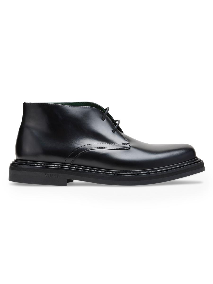 Vinny's Officer Boot in Black Nappa Leather