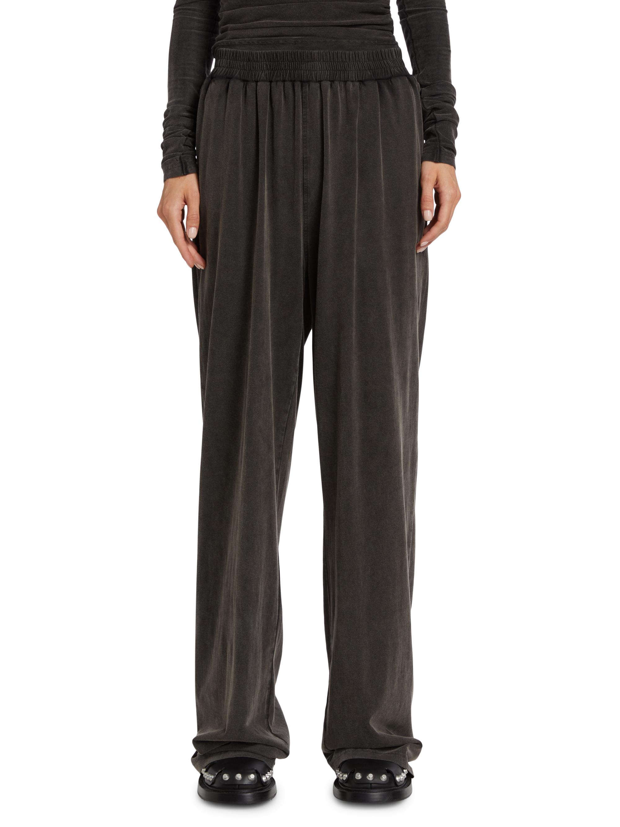 Washed Cotton Wide-Leg Pants