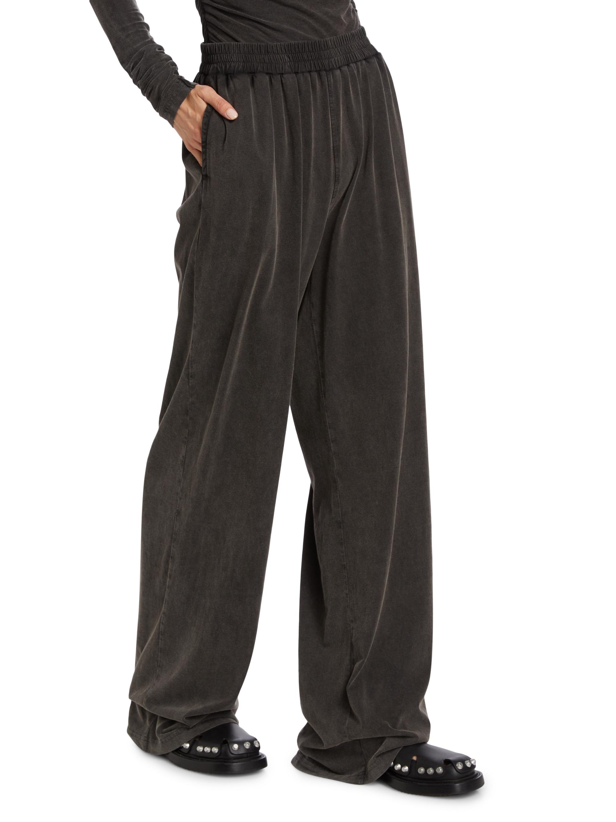 Washed Cotton Wide-Leg Pants