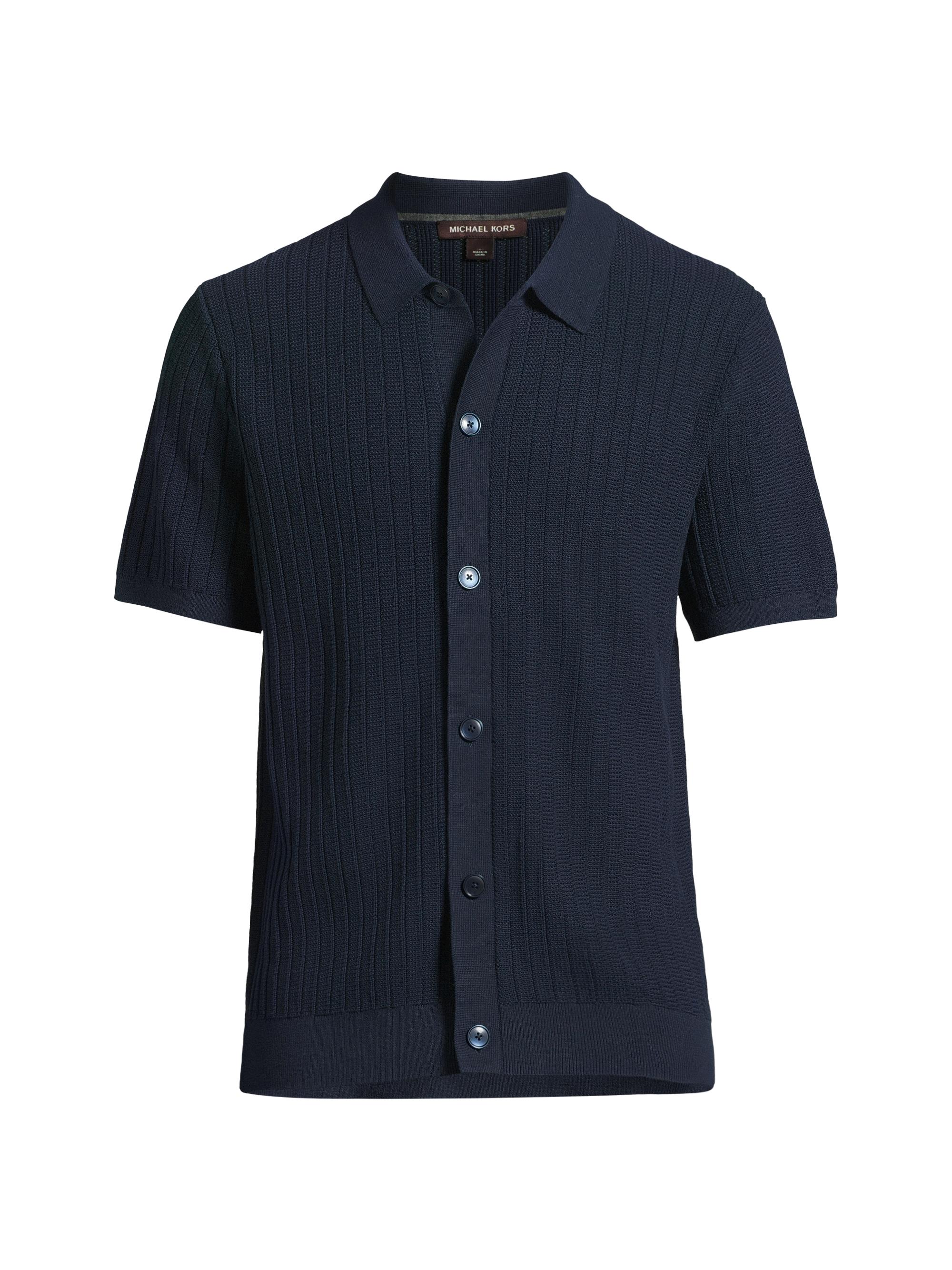 Michael Kors Men's Racked Stitch Button-Front Shirt - Midnight