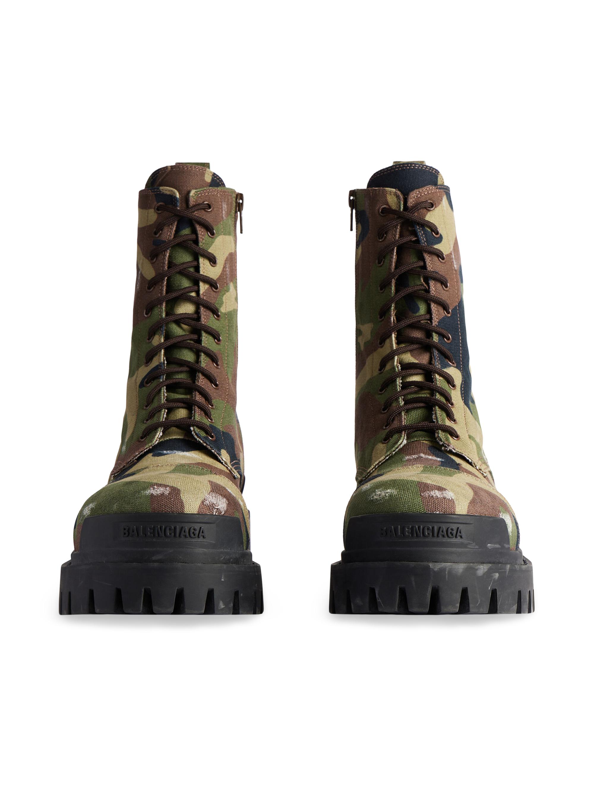 Balenciaga Green and Brown Camouflage Boots Balenciaga Strike 20mm Boots Camo Print  main image 2