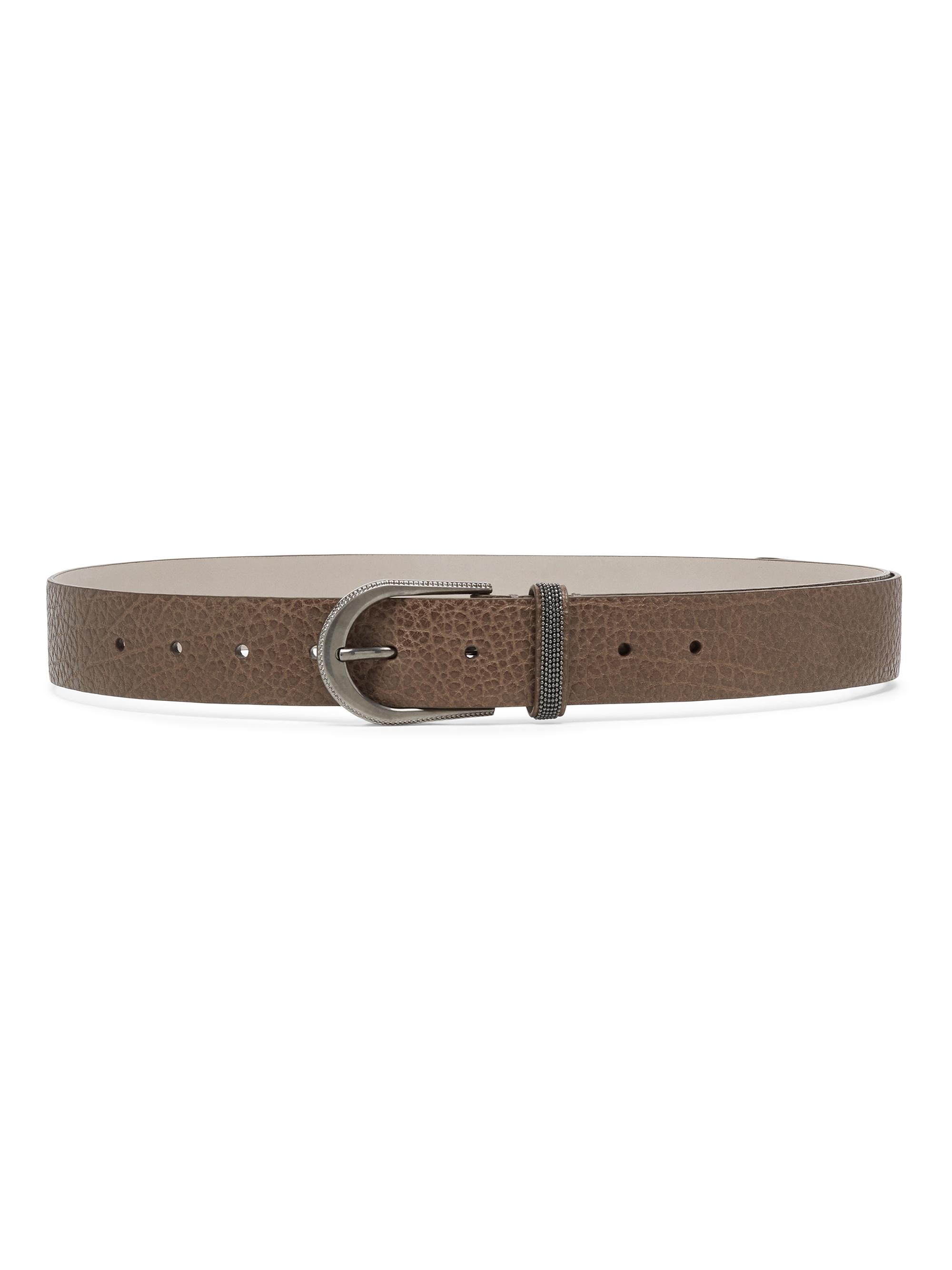 Brunello Cucinelli Women's Glossy Hammered Calfskin Belt - Brown Gianduia