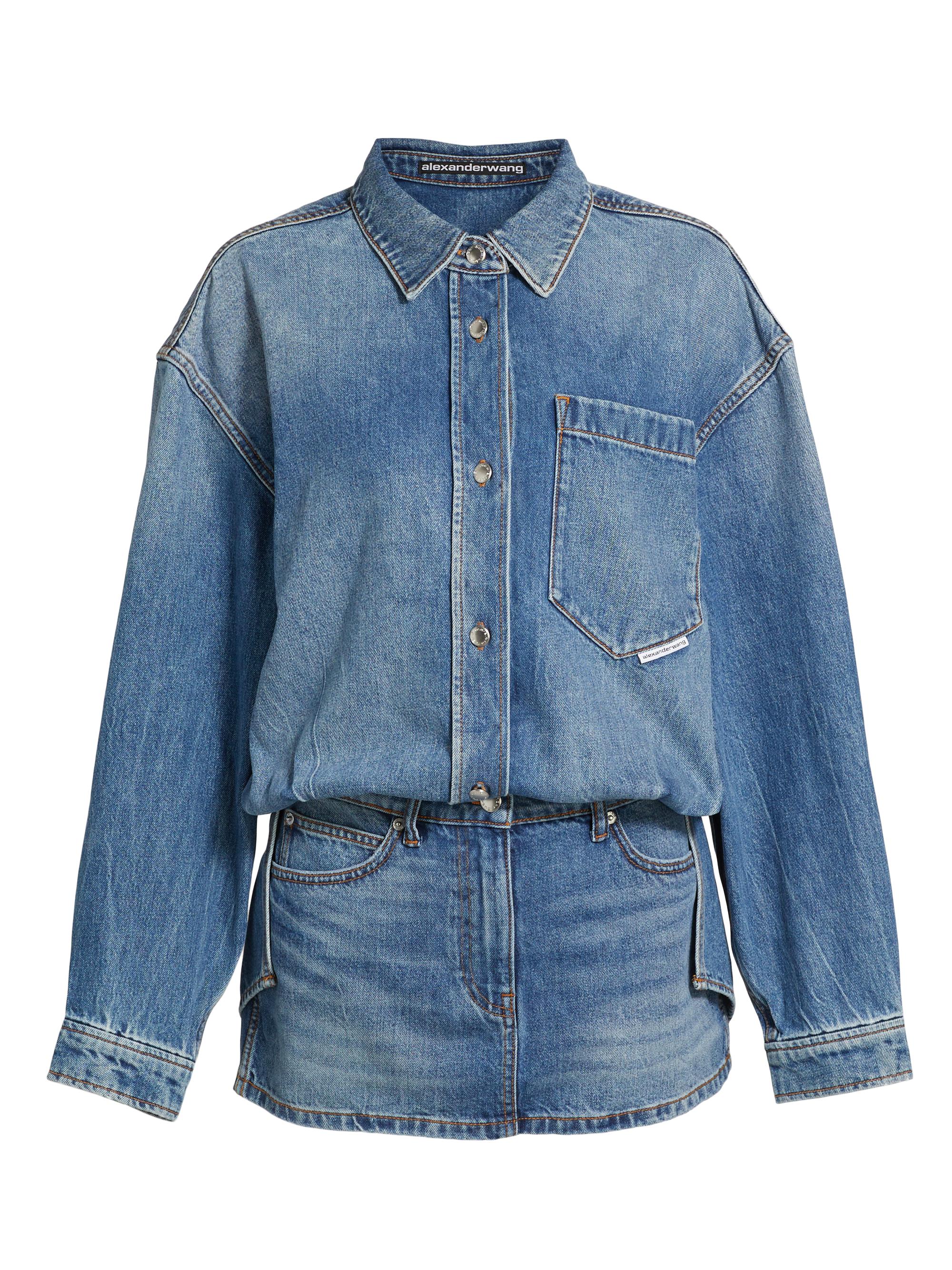 Alexander Wang Women's Tucked Denim Mini Shirtdress - Vintage Light Indigo