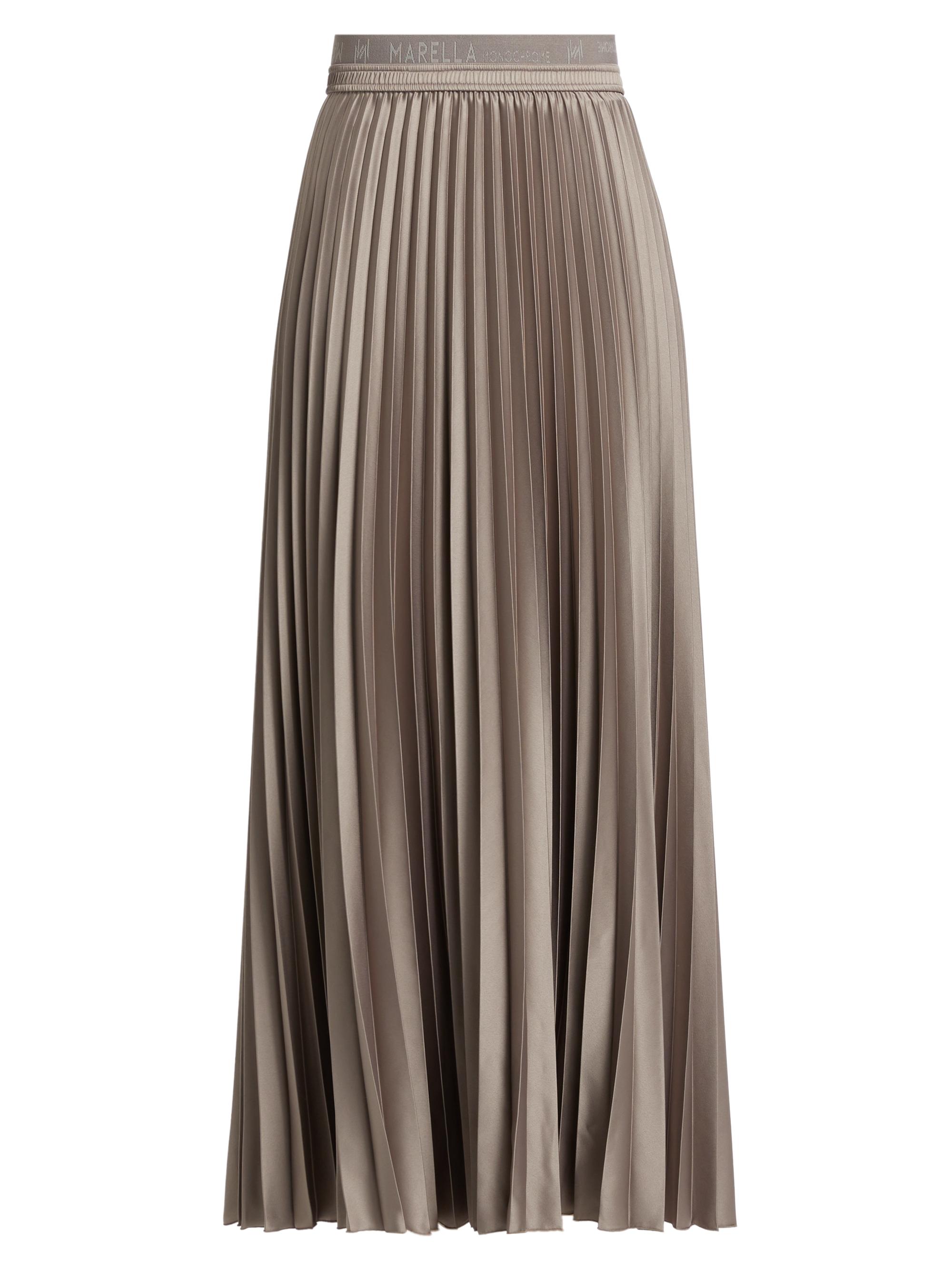 Marella Women's Agente Pleated Satin Maxi Skirt - Turtledove