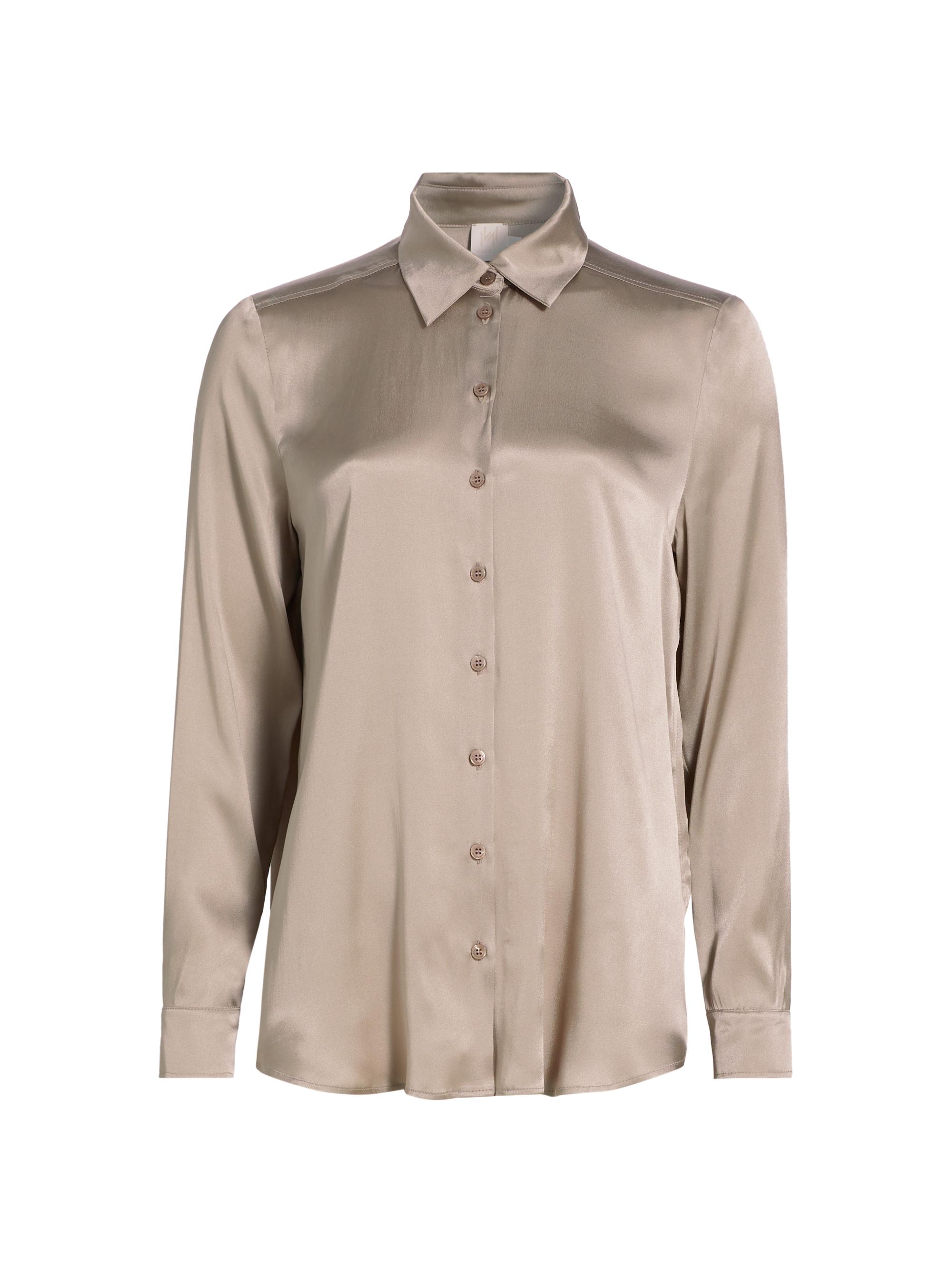 Marella Women's Sifone Silk-Blend Satin Shirt - Turtledove