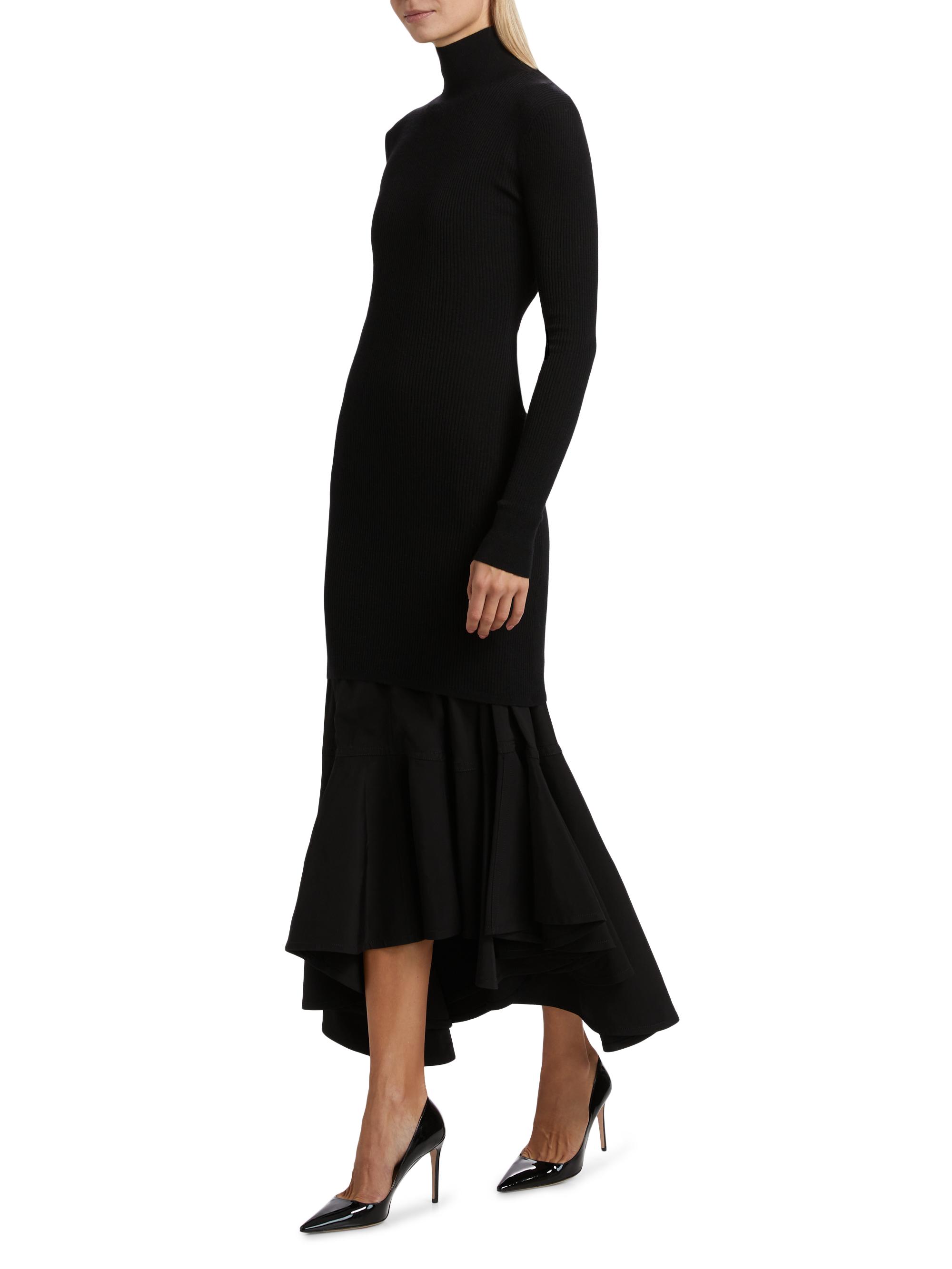 Bottega Veneta Women's Turtleneck Long-Sleeve Maxi Dress - Black - Size 0