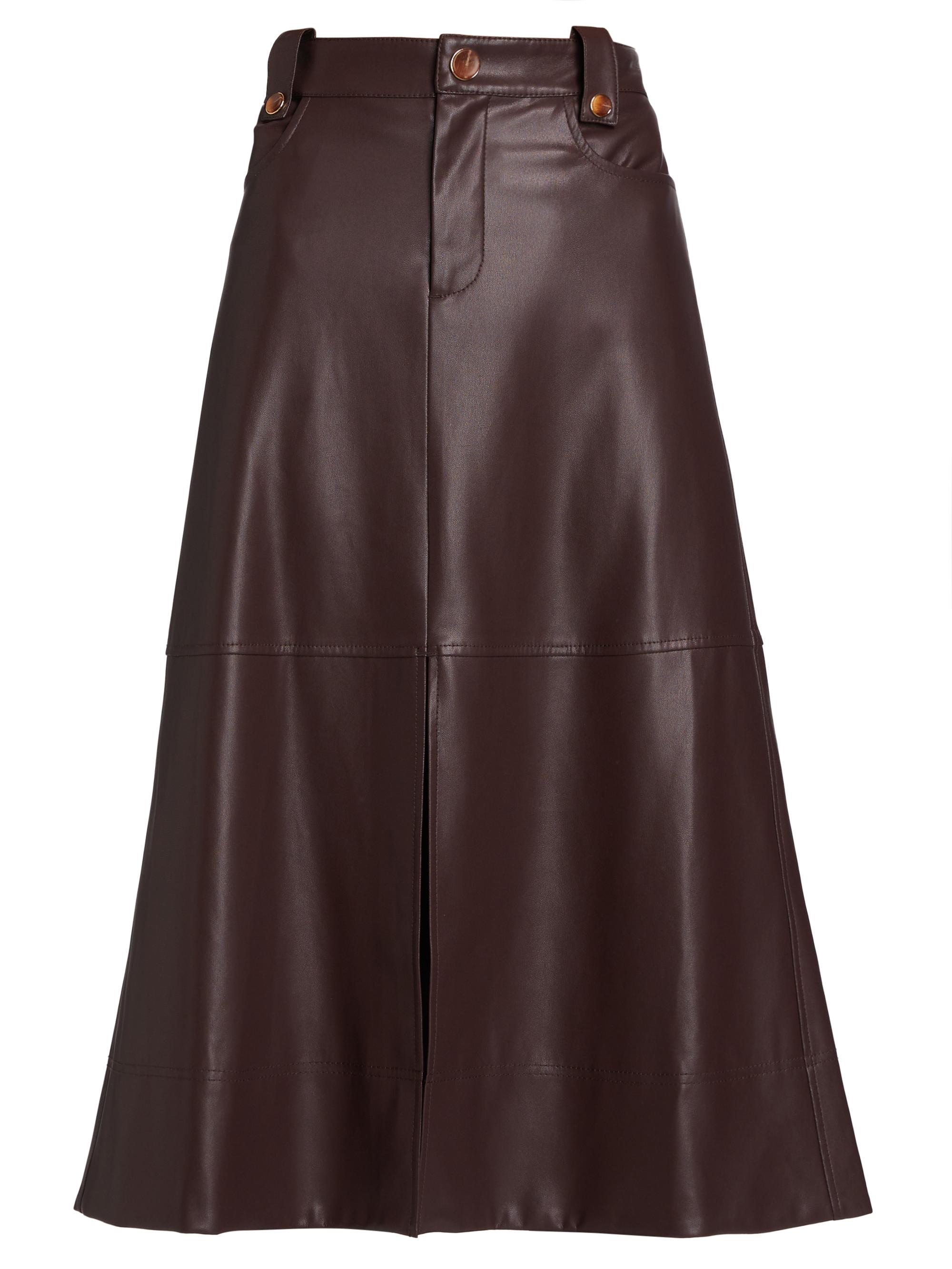 Tanya Taylor Women's Hudie Vegan Leather Midi-Skirt - Oxblood