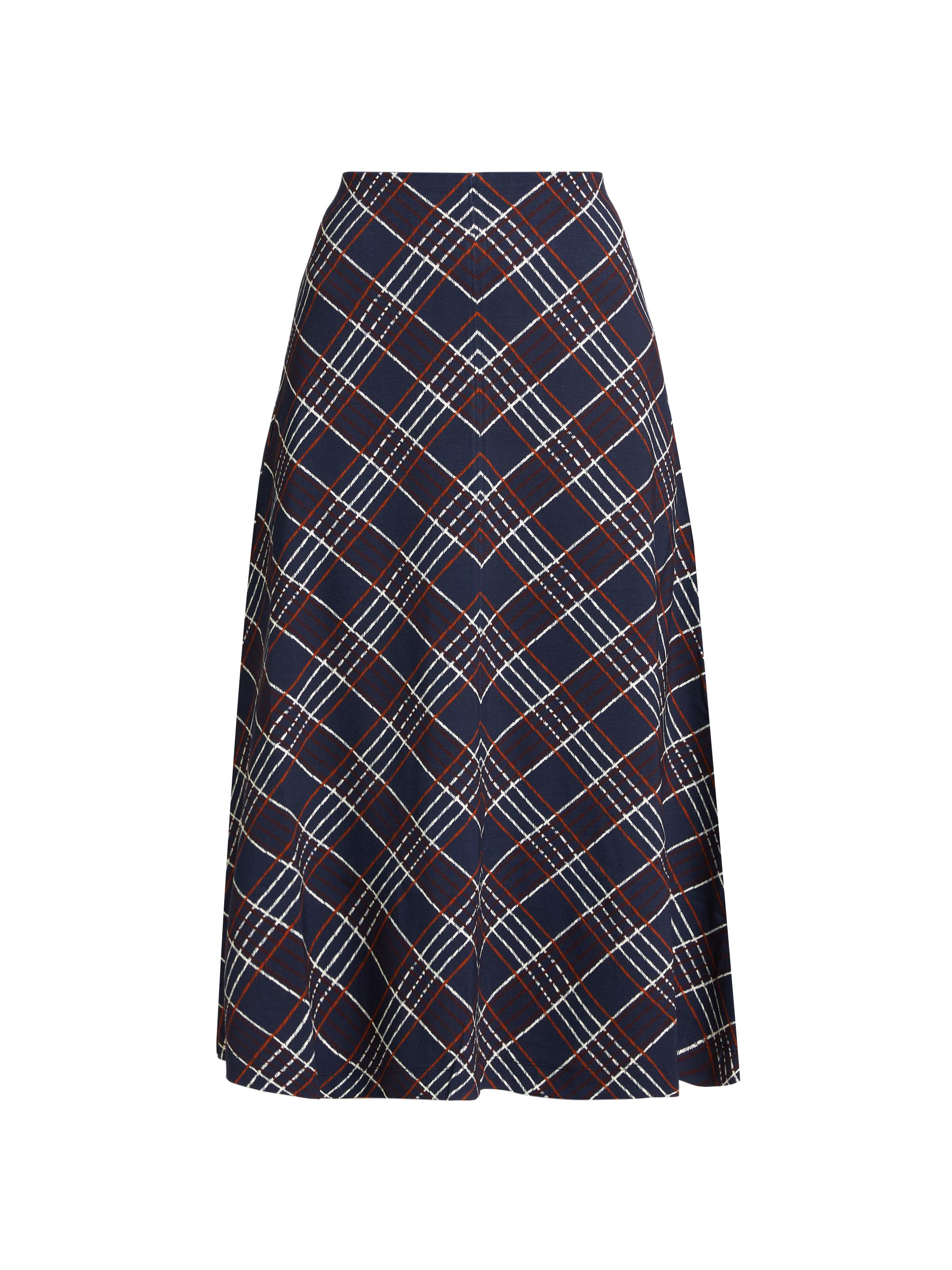 Tanya Taylor Women's Thea Plaid Midi-Skirt - Maritime Blue Burgundy Multi