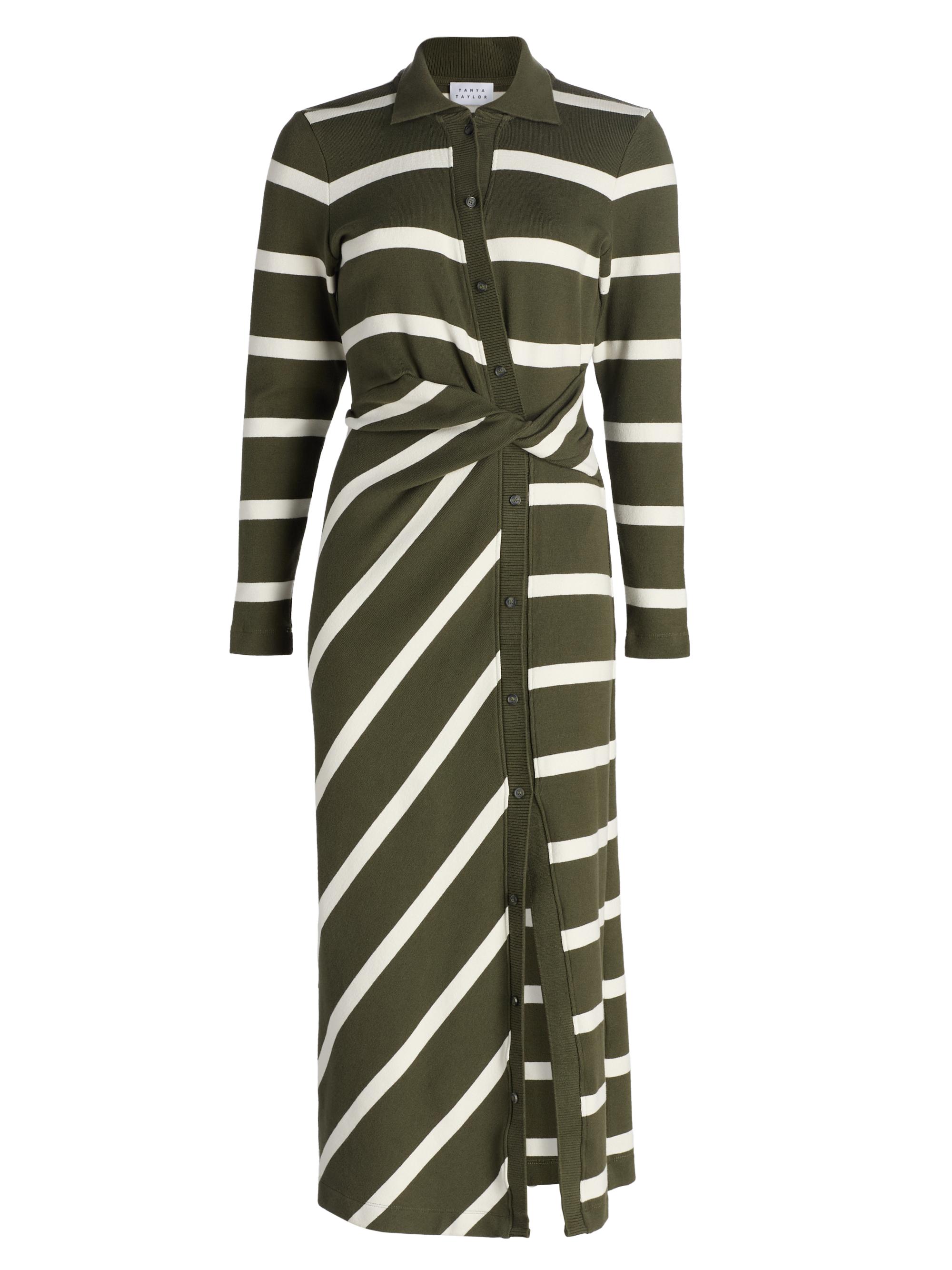 Tanya Taylor Women's Ellicot Striped Midi-Dress - Army Chalk Wide Stripe