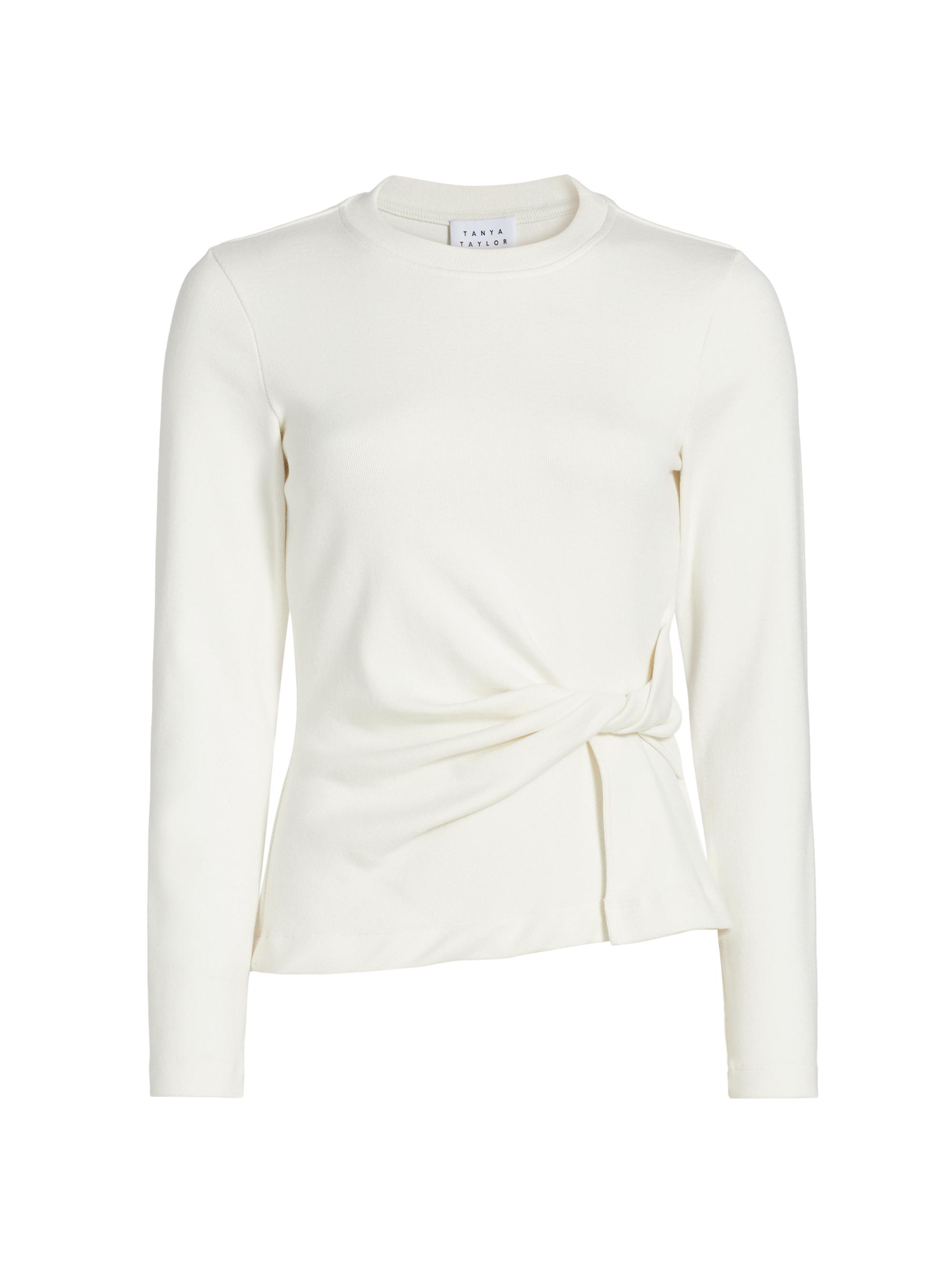 Tanya Taylor Women's Carlita Twist Cotton Long-Sleeve Top - Chalk