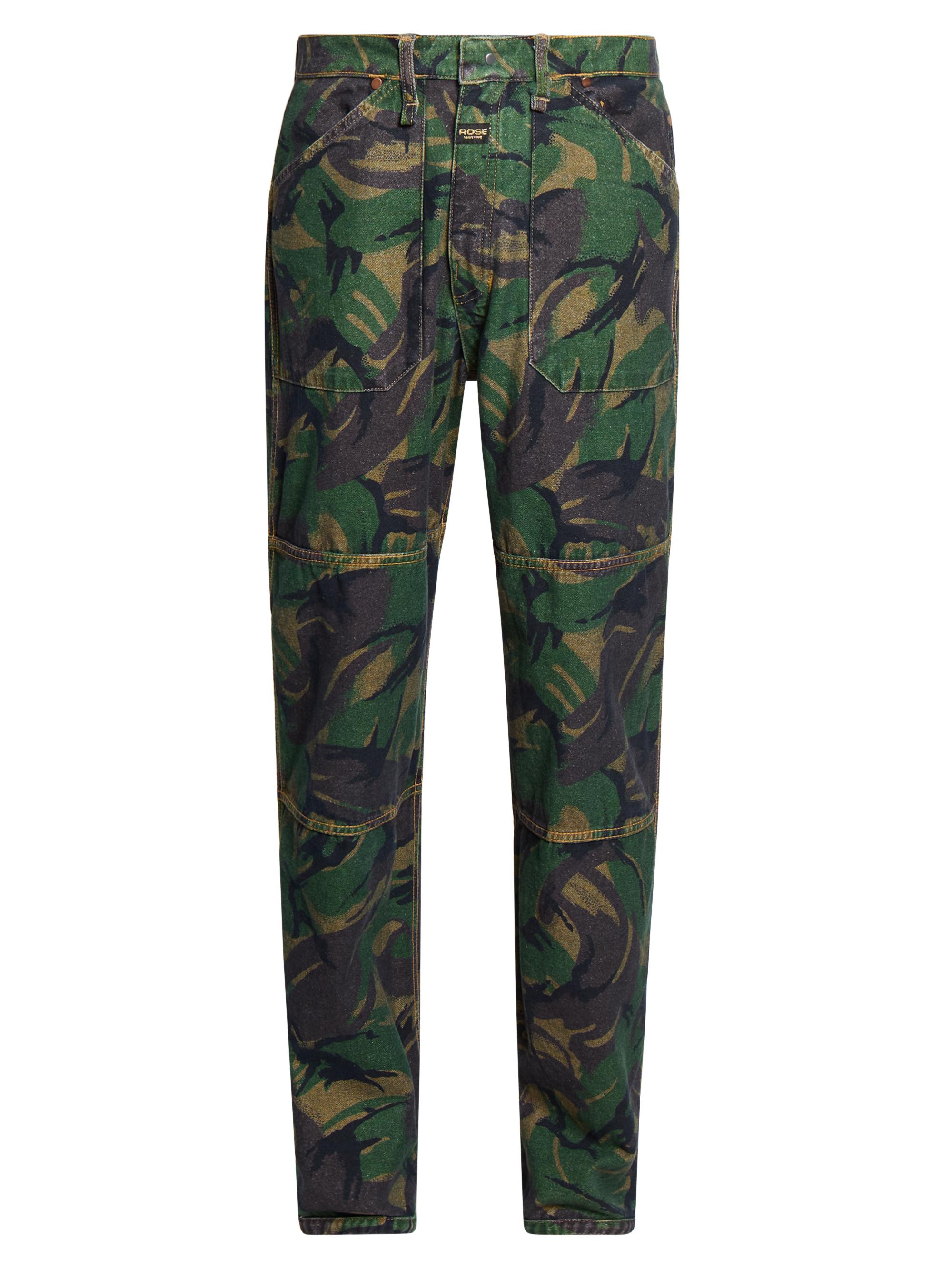 Martine Rose Men's Camouflage Cotton Mid-Rise Jeans - Blue Camo