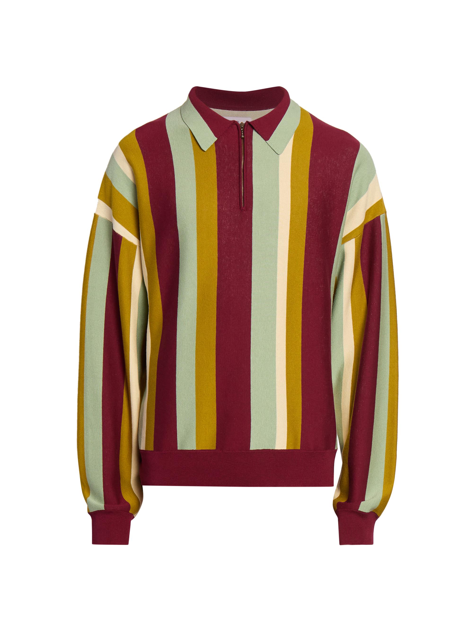 Martine Rose Men's Striped Silk-Blend Logo Sweatshirt - Multicolour Stripe