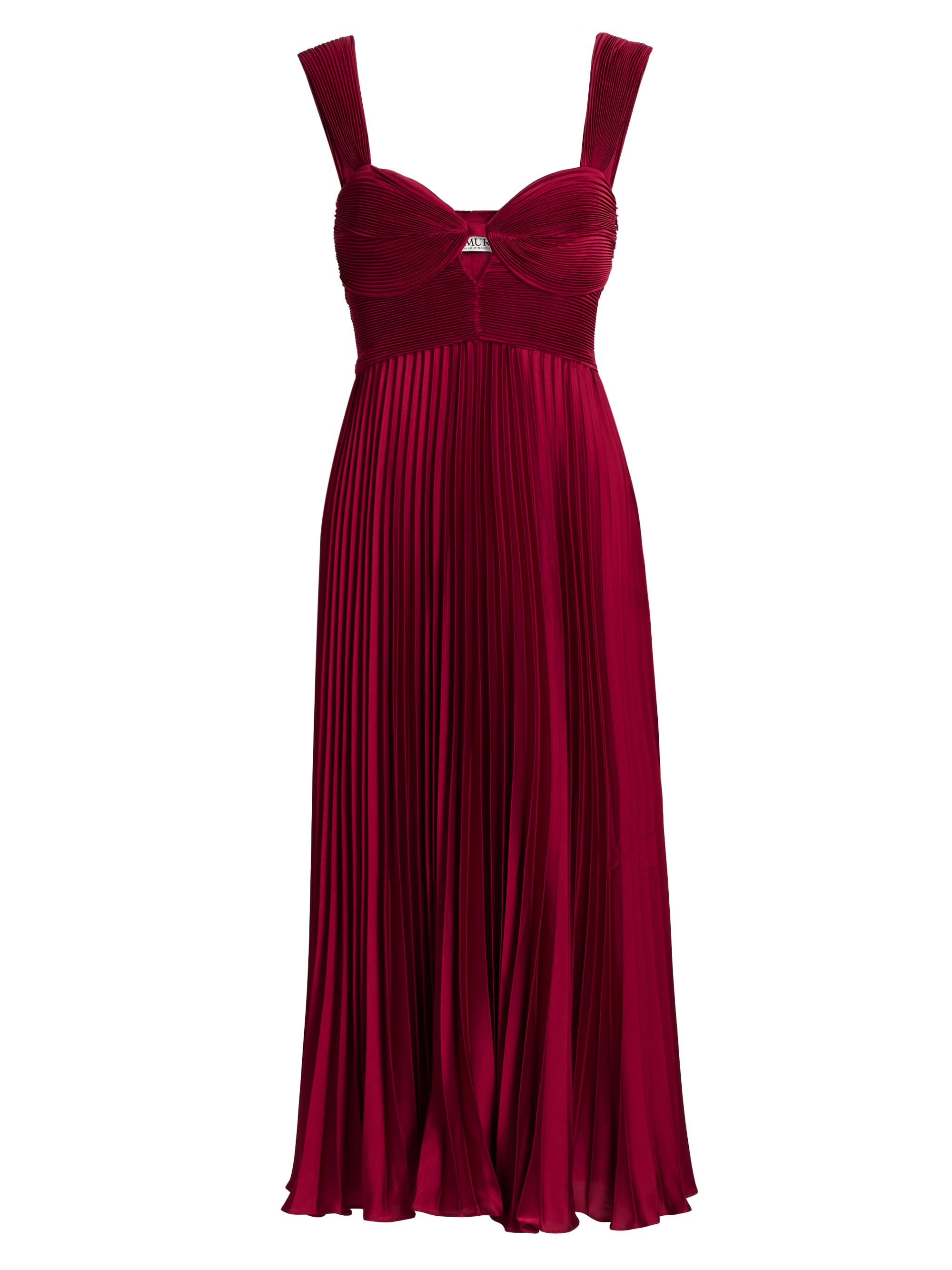 Amur Women's Giselle Pleated Midi-Dress - Vivid Auburn