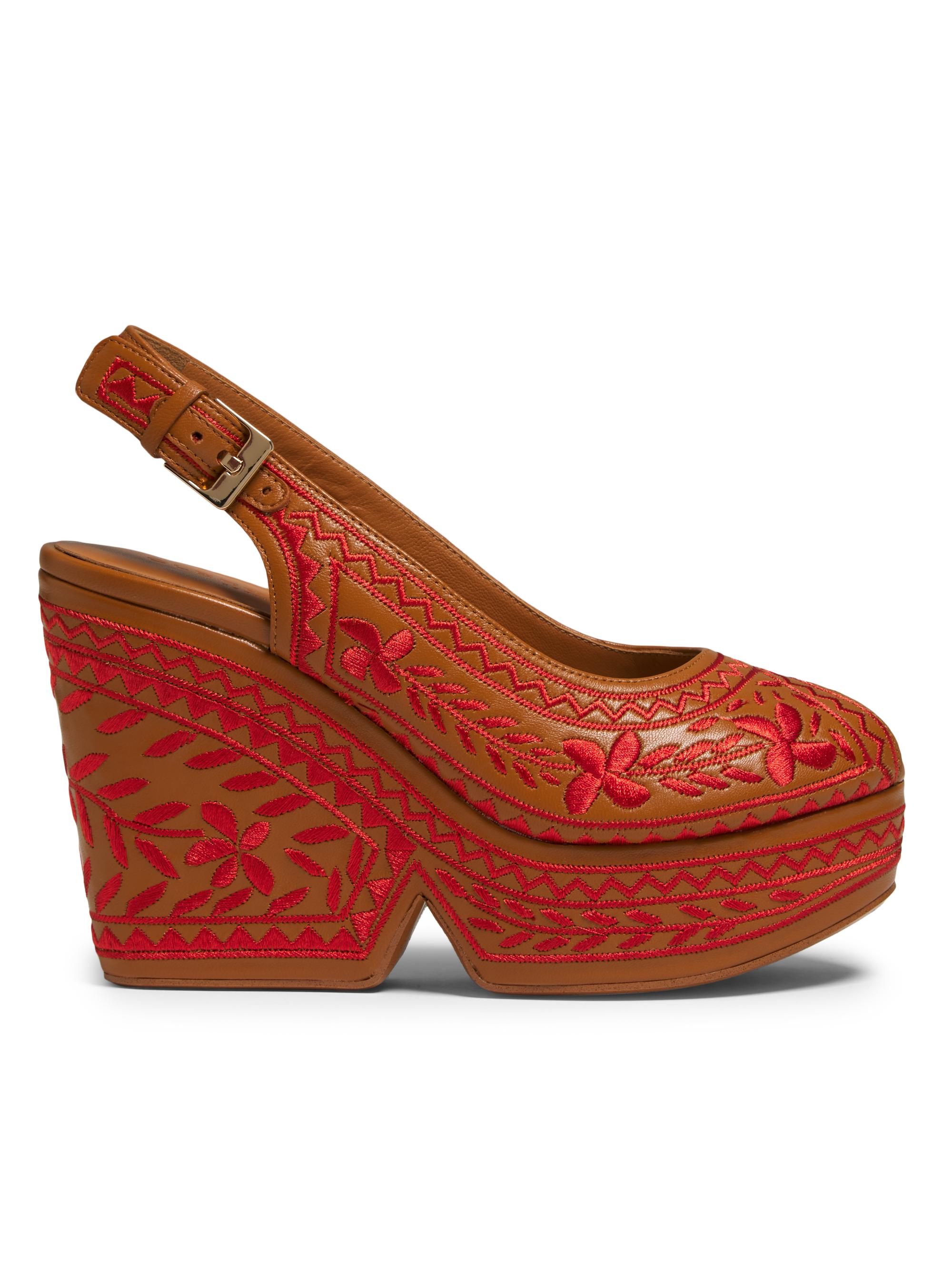 Clergerie Women's Dylya 110MM Embroidered Leather Platform Slingback Sandals - Sienna Floral