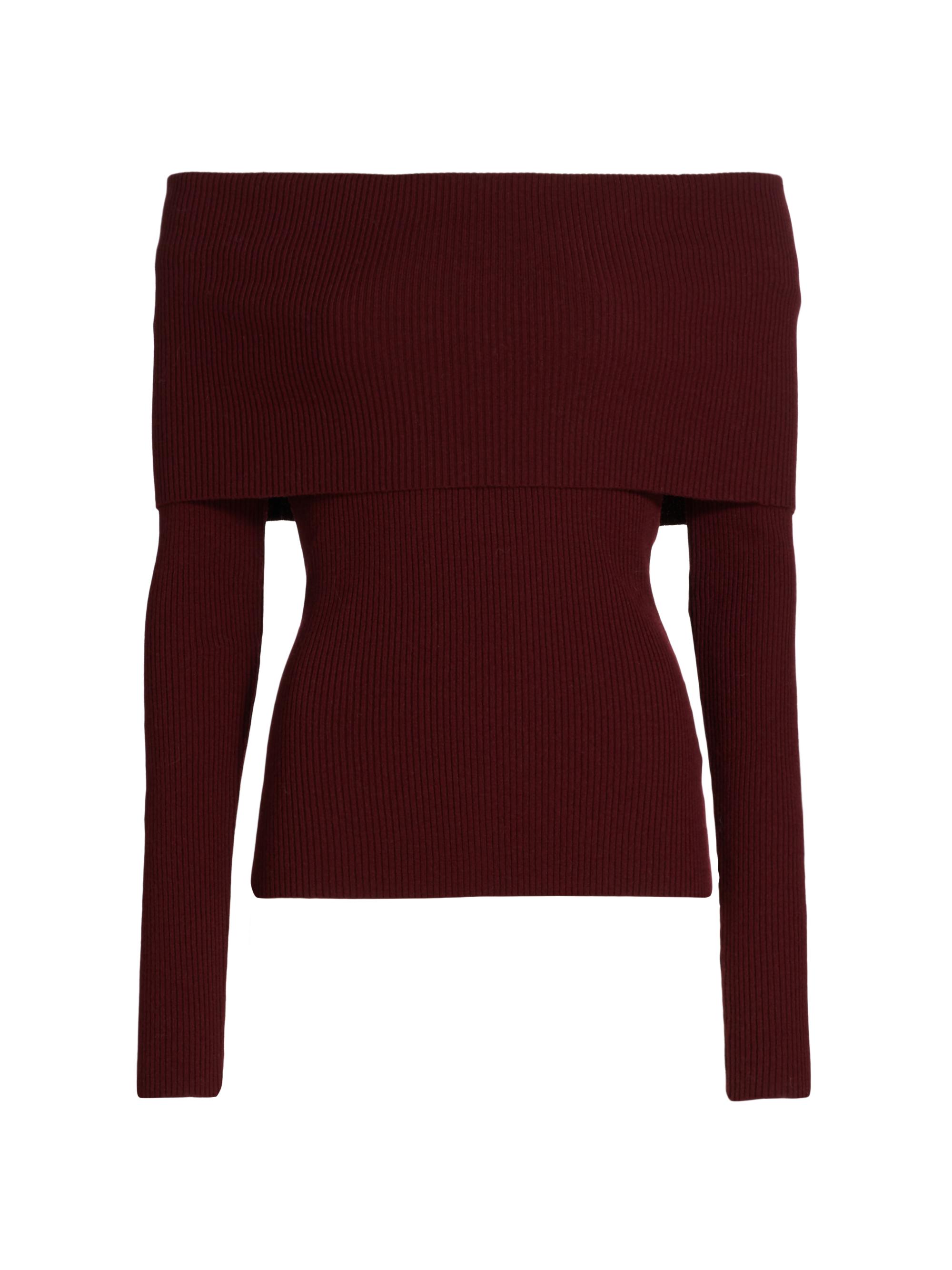 A.L.C. Women's Evelyn Wool-Blend Off-The-Shoulder Sweater - Burgundy