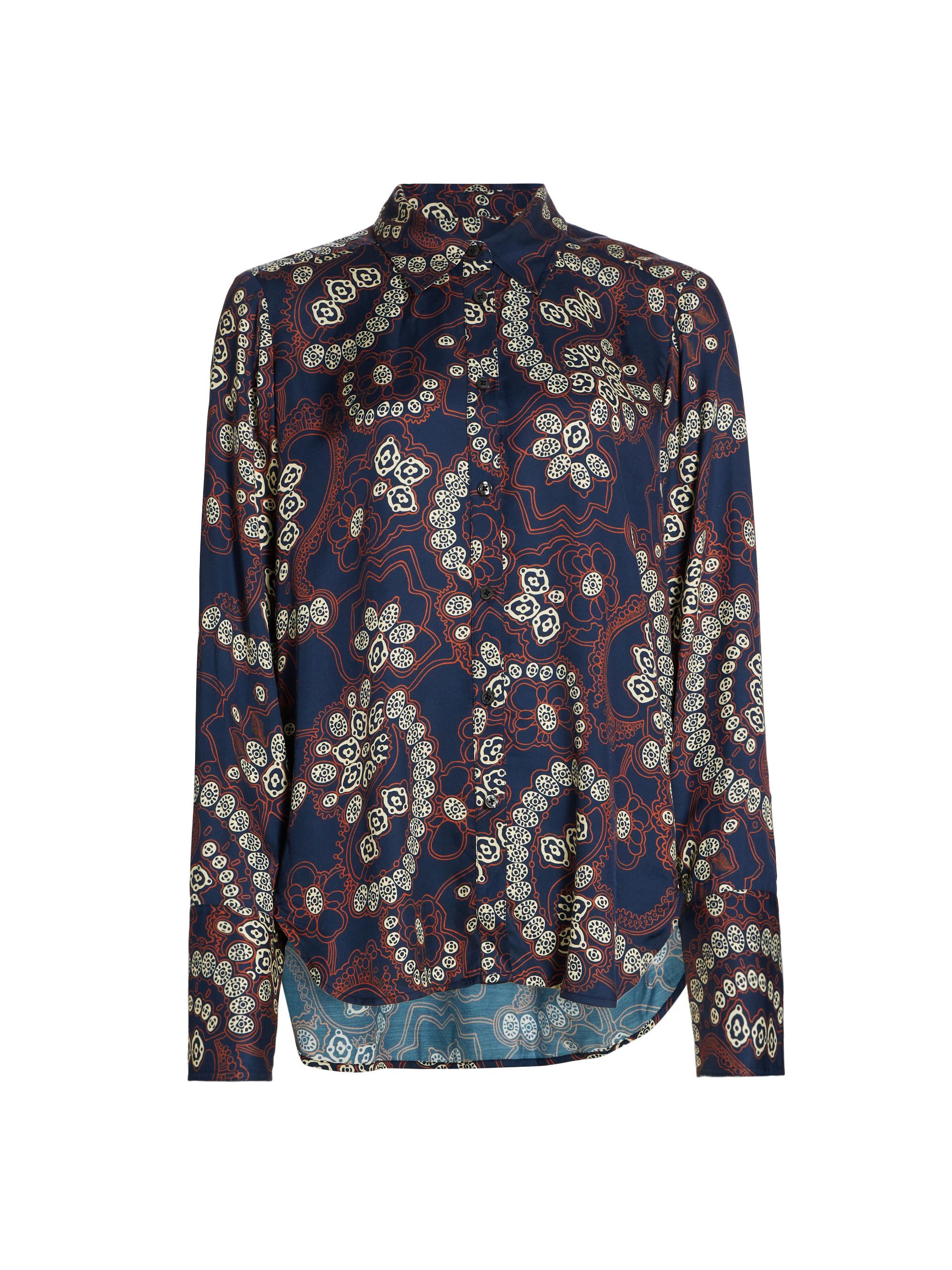 A.L.C. Women's Aiden Paisley Long-Sleeve Blouse - Navy Cream