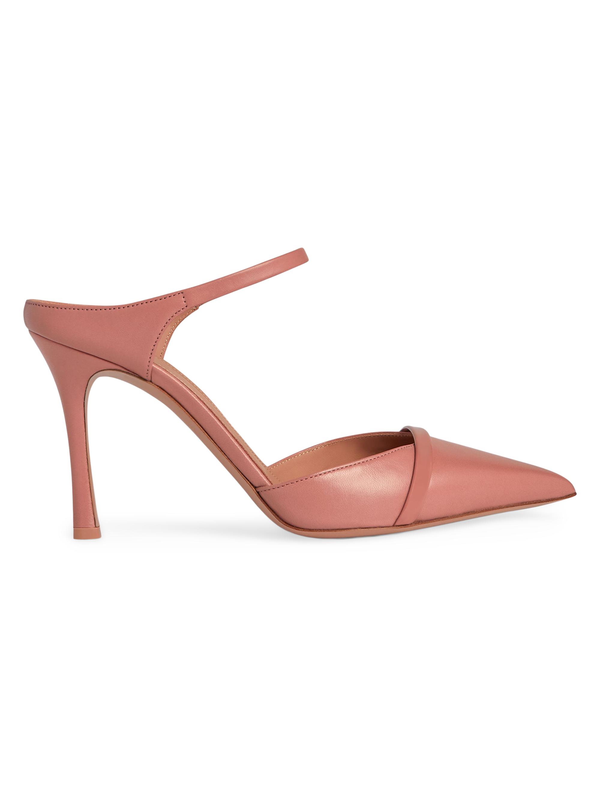 Malone Souliers Women's Uma 90MM Leather Mules - Deep Blush