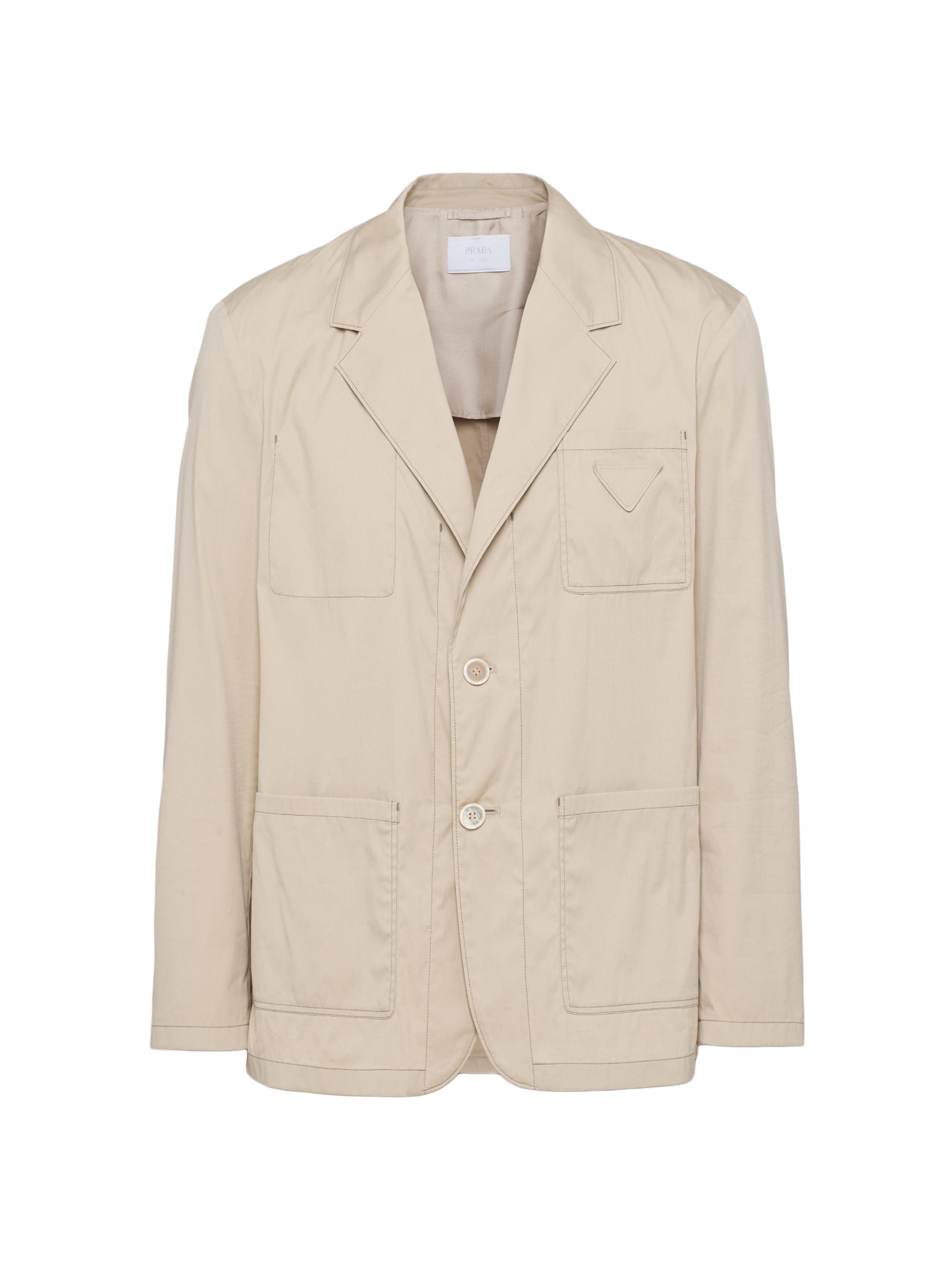 Prada Men's Single-Breasted Cotton Blend Jacket - Beige Khaki