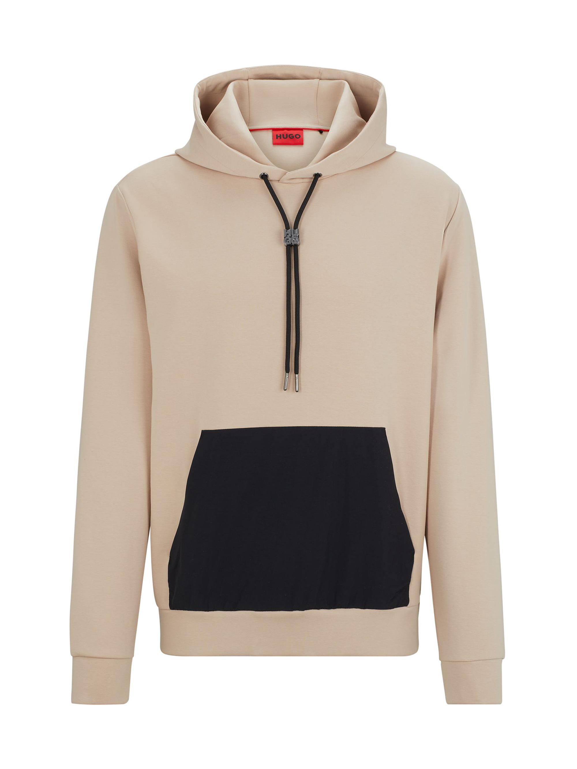 HUGO Men's Relaxed-Fit Hoodie in Stretch Cotton - Beige