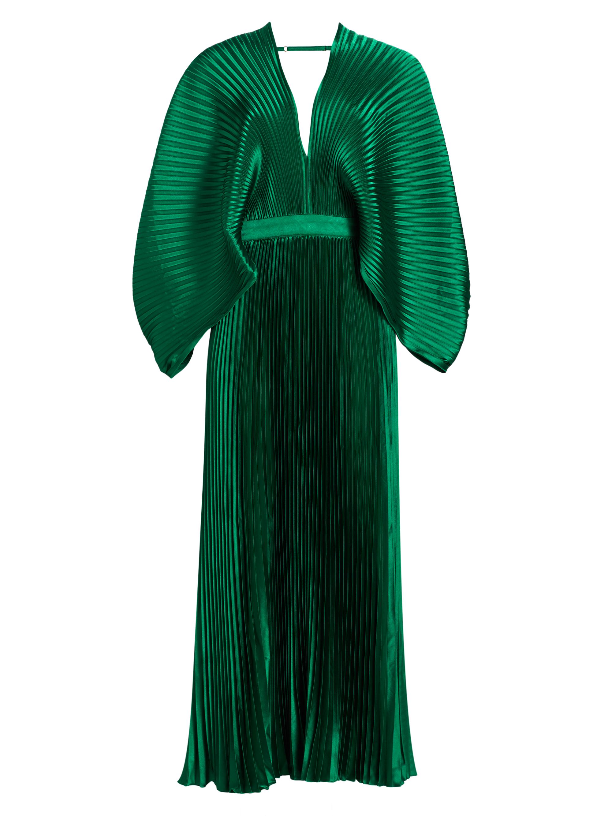 L'Idée Women's Versaille Pleated Satin Gown - Pine Shimmer