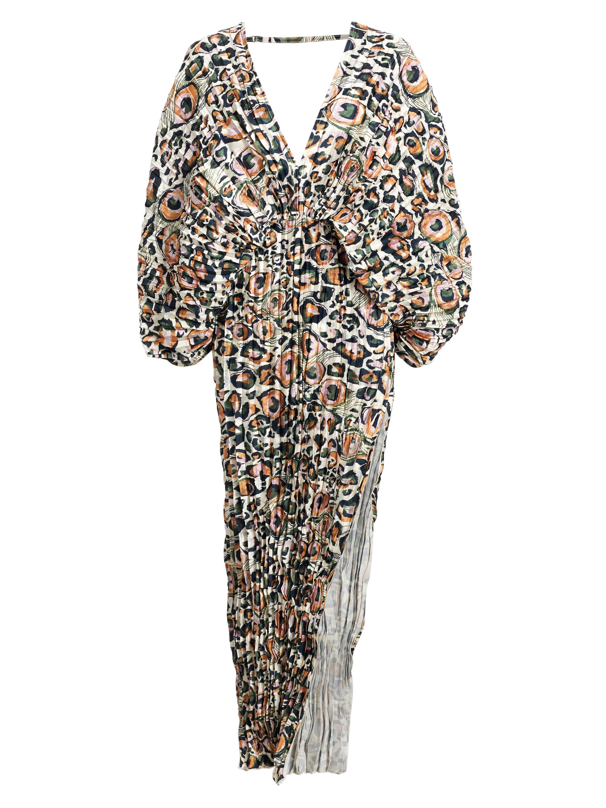 L'Idée Women's Leopard Pleated V-Neck Gown - Leopard