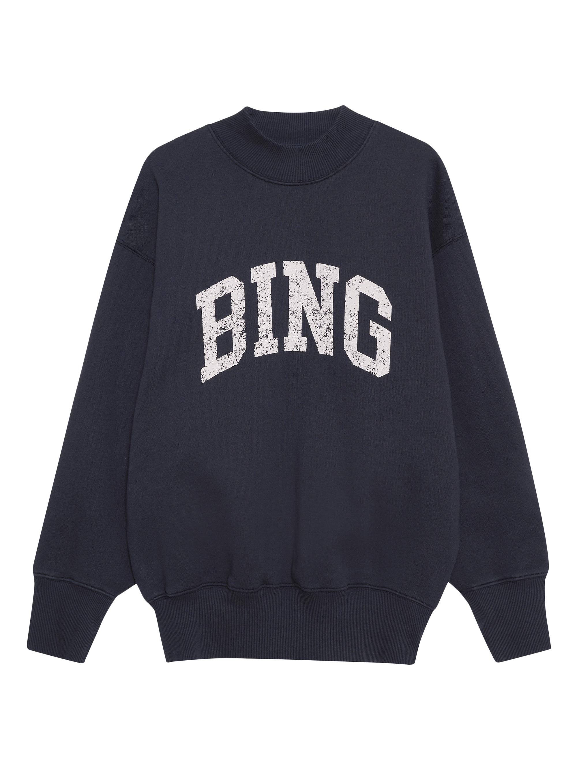 Anine Bing Women's Bradie Logo Cotton-Blend Sweatshirt - Navy