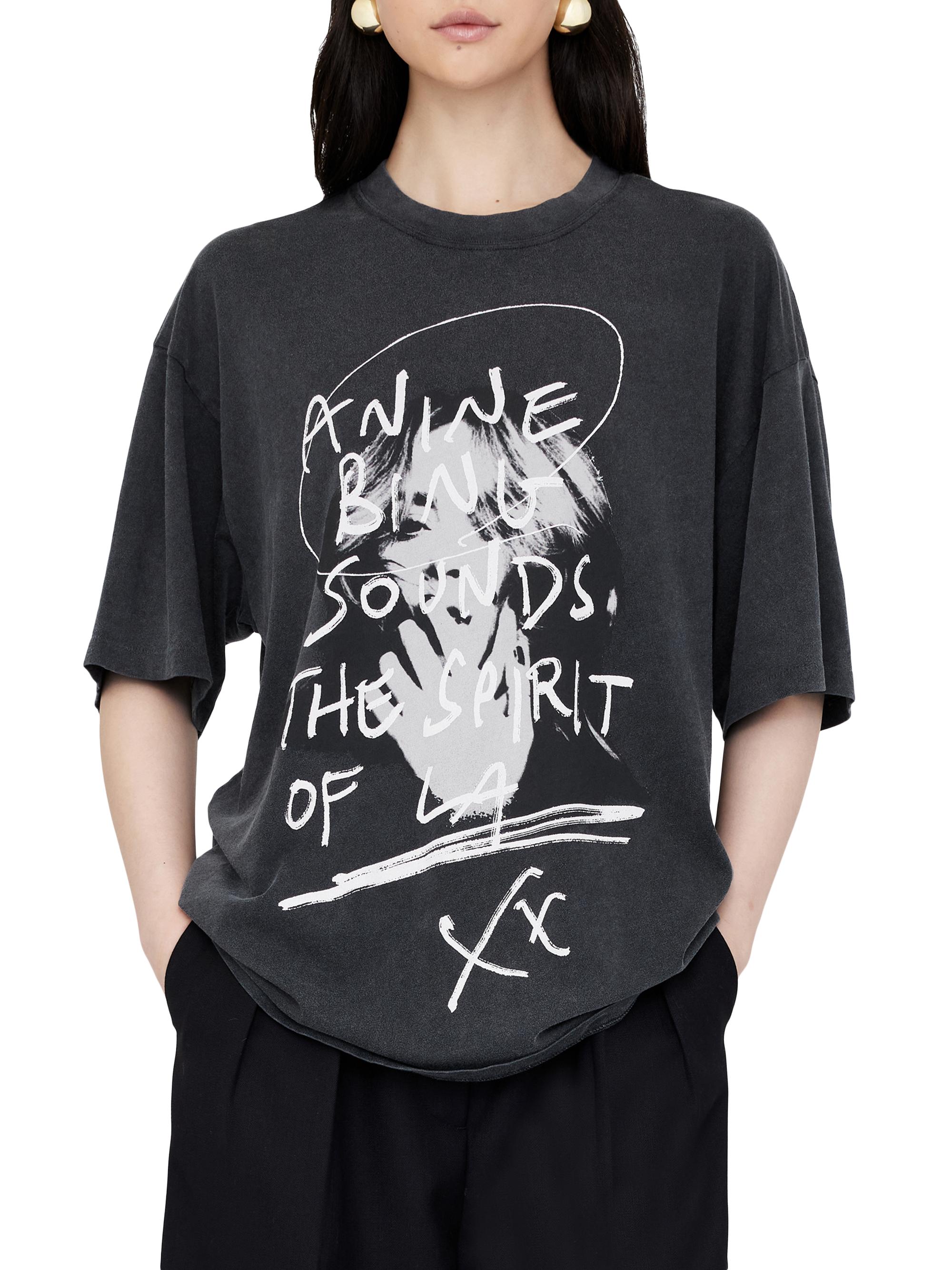 Anine Bing Women's Kent Tee Spirit Cotton T-Shirt - Washed Black