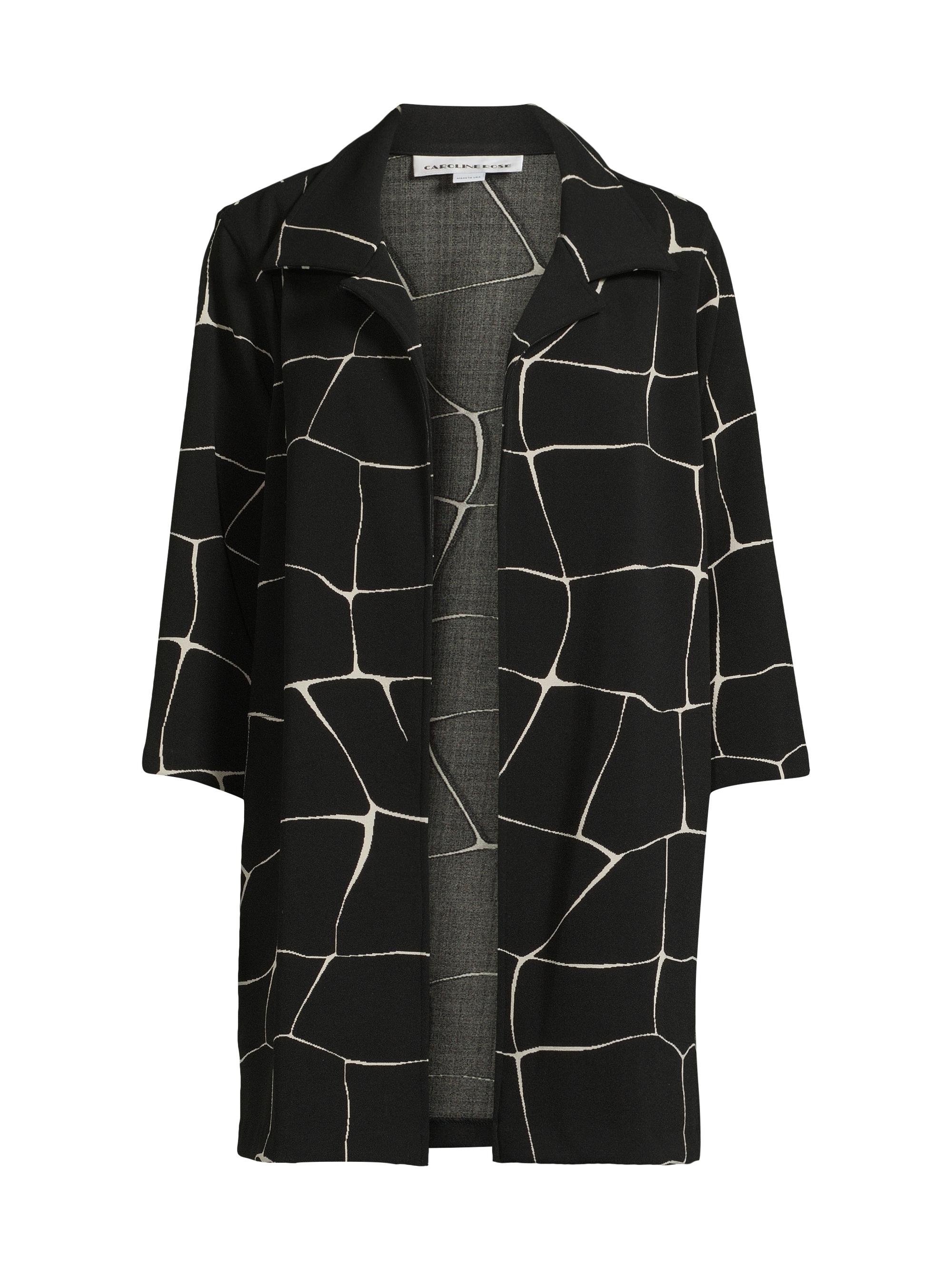 Caroline Rose Women's Graphic-Knit Open Jacket -  Black