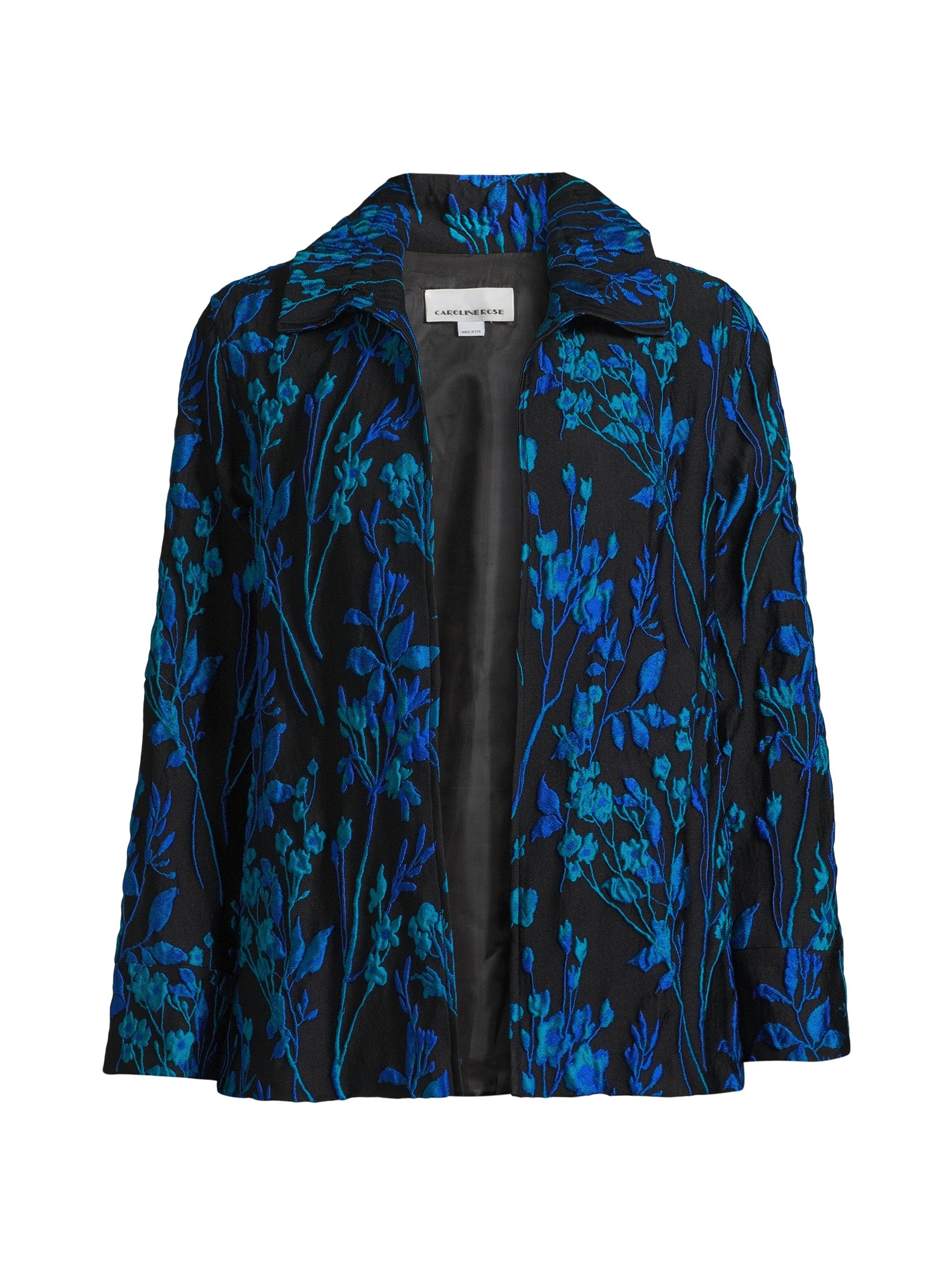 Caroline Rose Women's Blue Moon Jacquard A-Line Jacket - Blue Multi