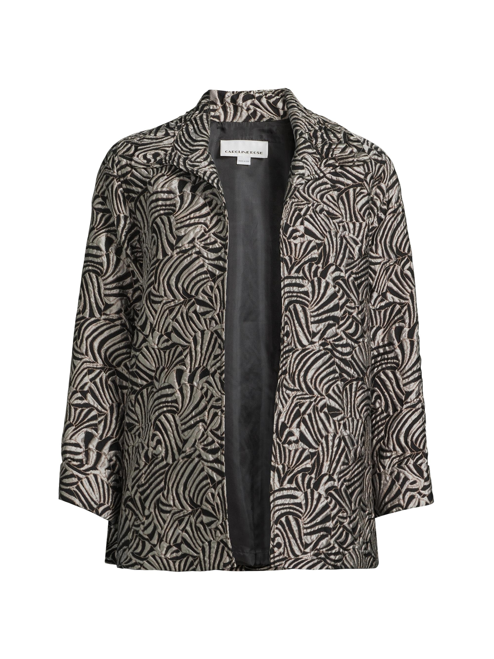 Caroline Rose Women's Elegance Jacquard A-Line Jacket - Multi Black