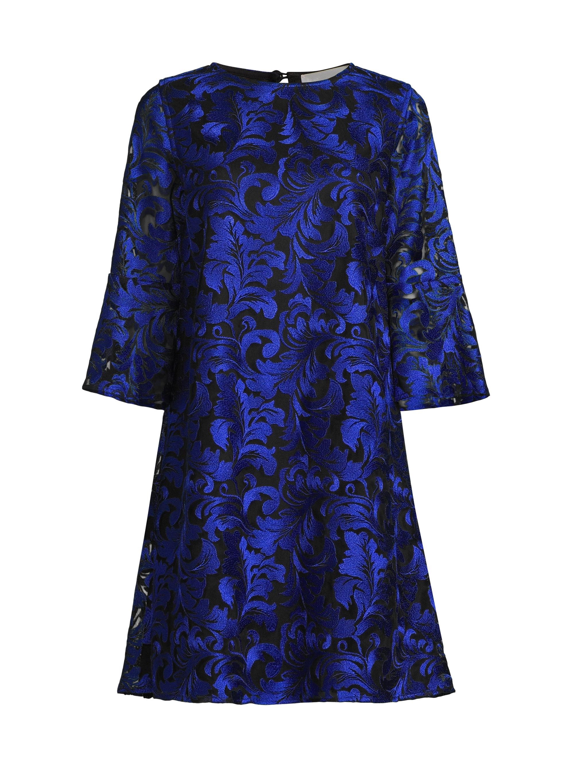 Caroline Rose Women's Bella Soirée Lace A-Line Midi-Dress - Sapphire Black