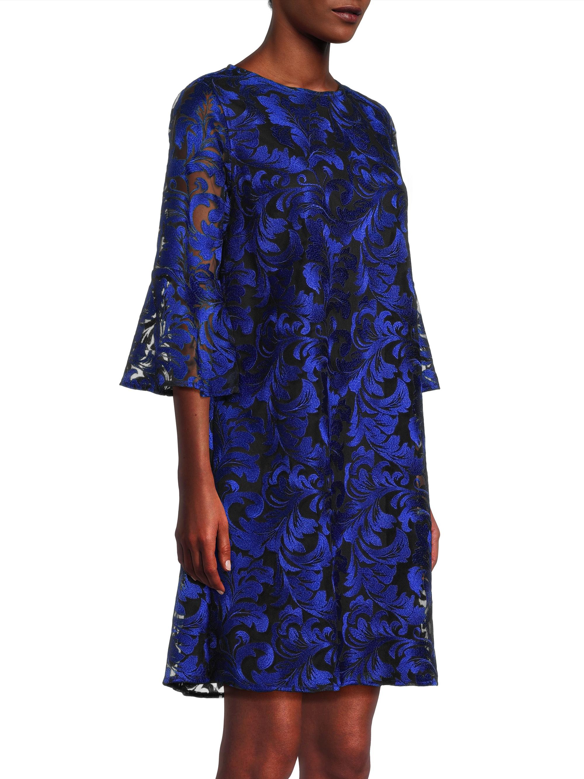 Caroline Rose Women's Bella Dress - Blue - Size S - Sapphire/Black
