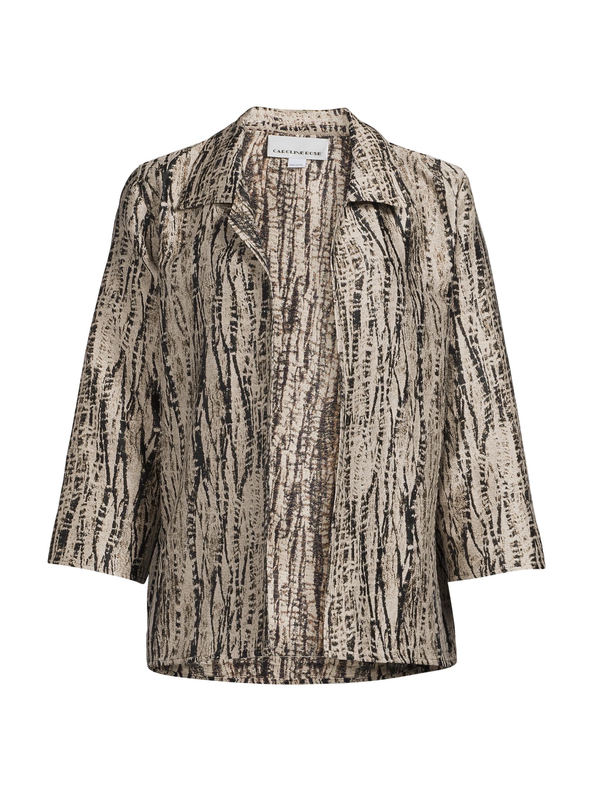 Caroline Rose Women's Easy Jacquard Shirt Jacket - Multi Black